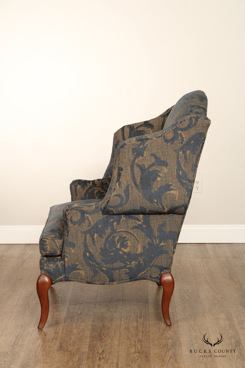 Pearson French Style Pair of Custom Upholstered Wing Chairs