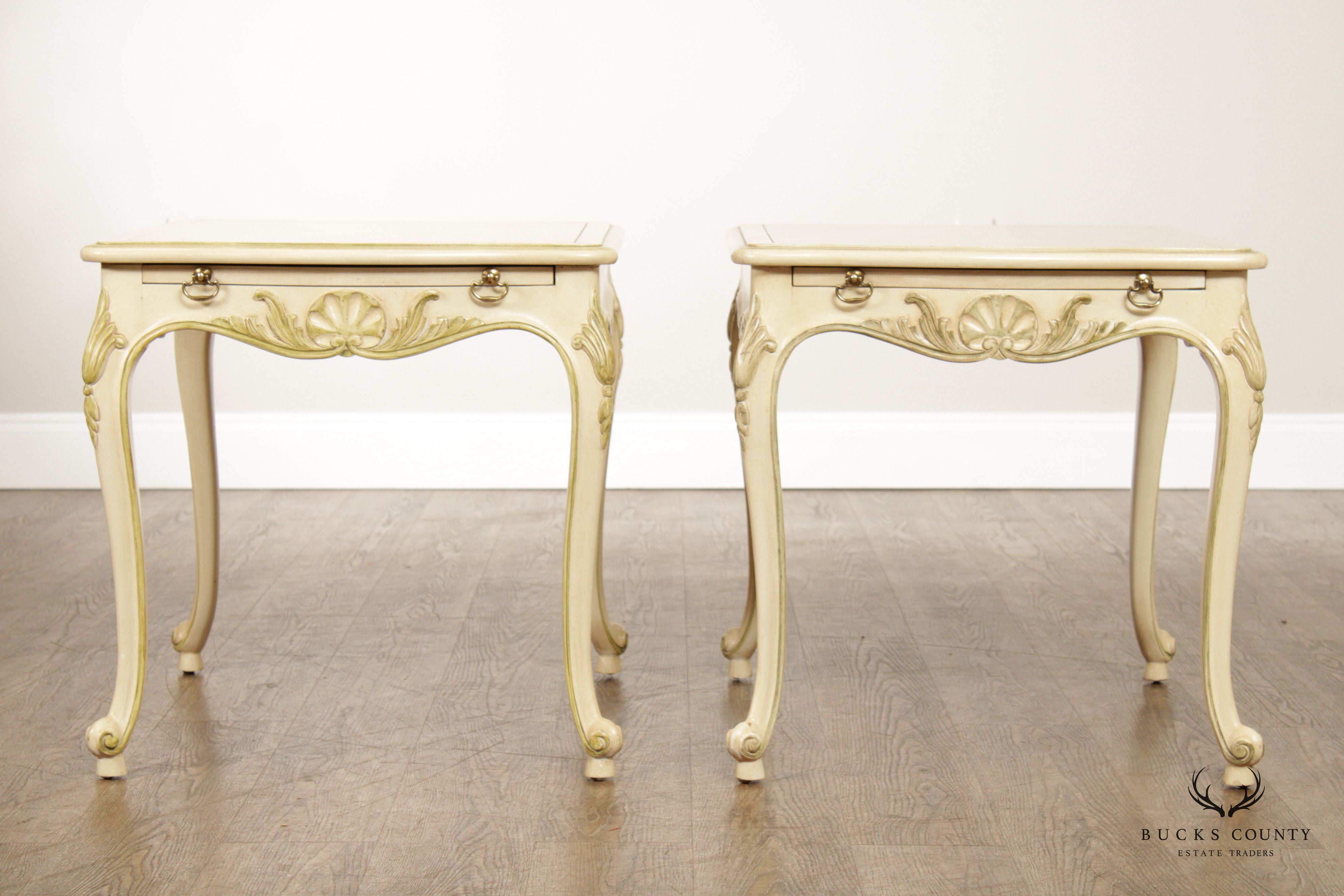 French Louis XV Style Vintage Painted End Tables