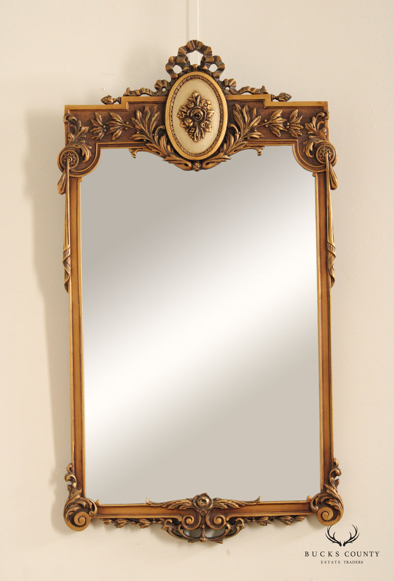 Vintage Louis XVI Style Giltwood Cameo Wall Mirror