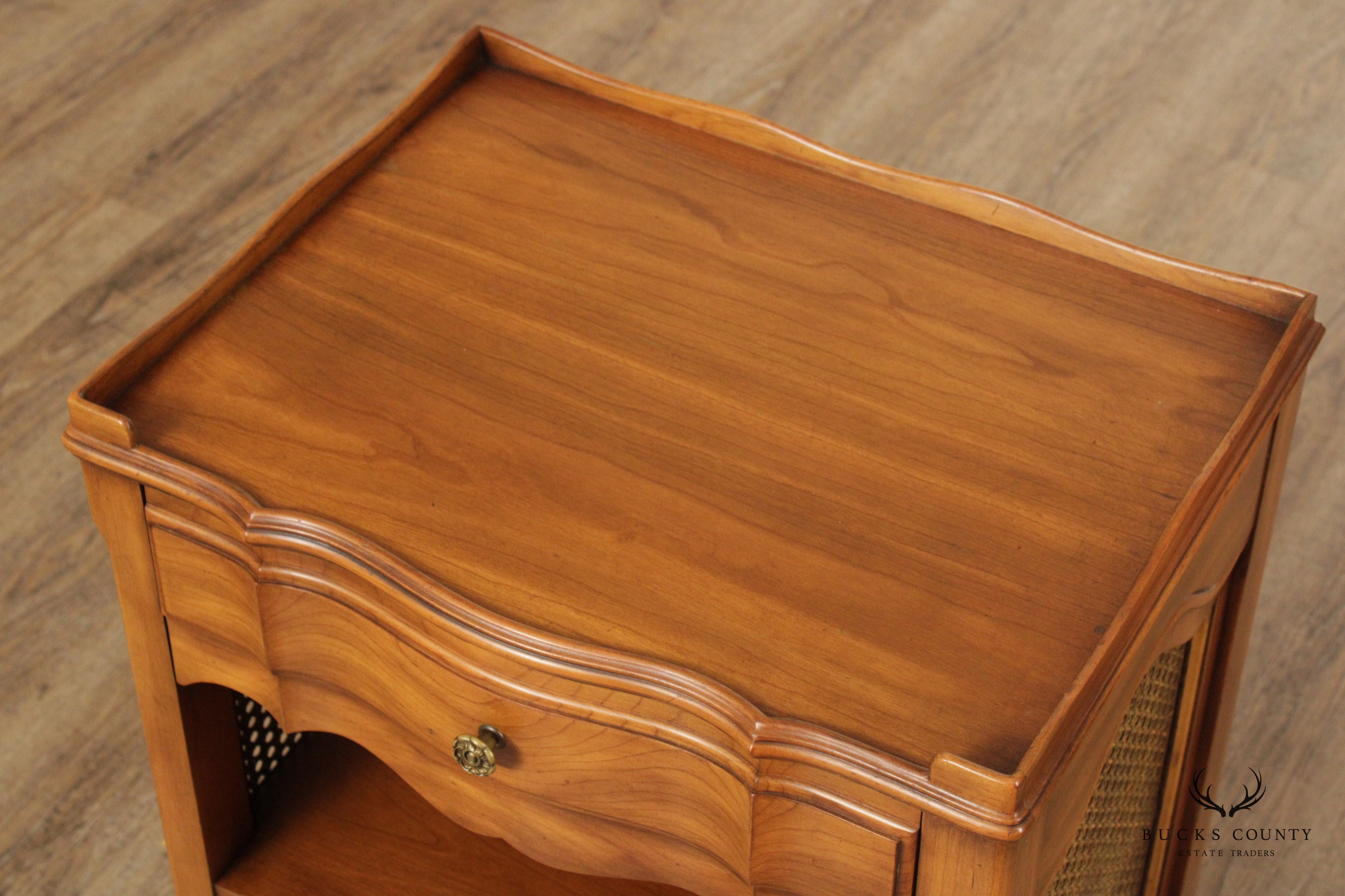 Widdicomb French Provincial Style Fruitwood and Cane Nightstand