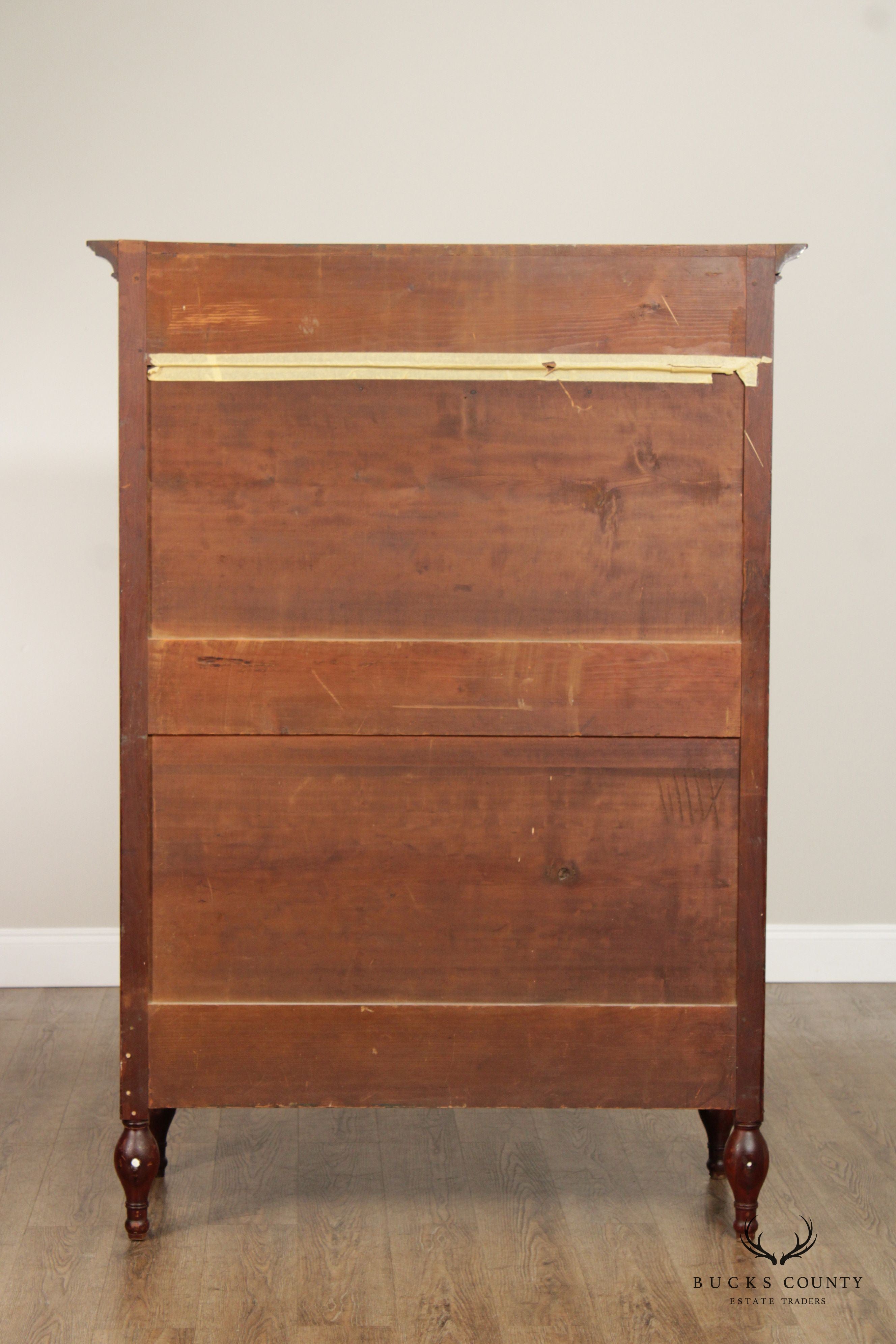 Antique Pennsylvania Sheraton Cherry Tall Chest of Drawers