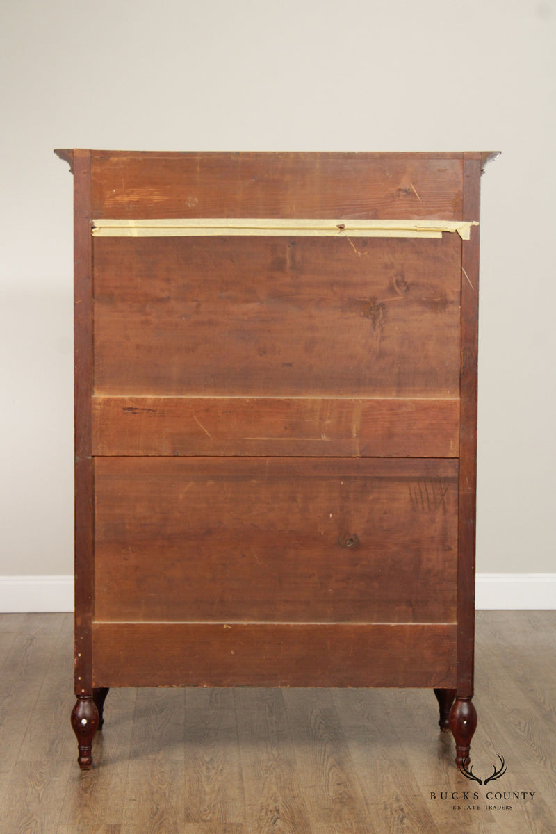 Antique Pennsylvania Sheraton Cherry Tall Chest of Drawers