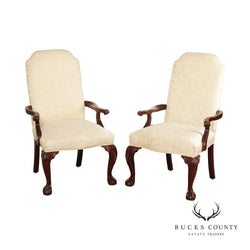 Stanley Furniture Chippendale Style Pair Library Armchairs