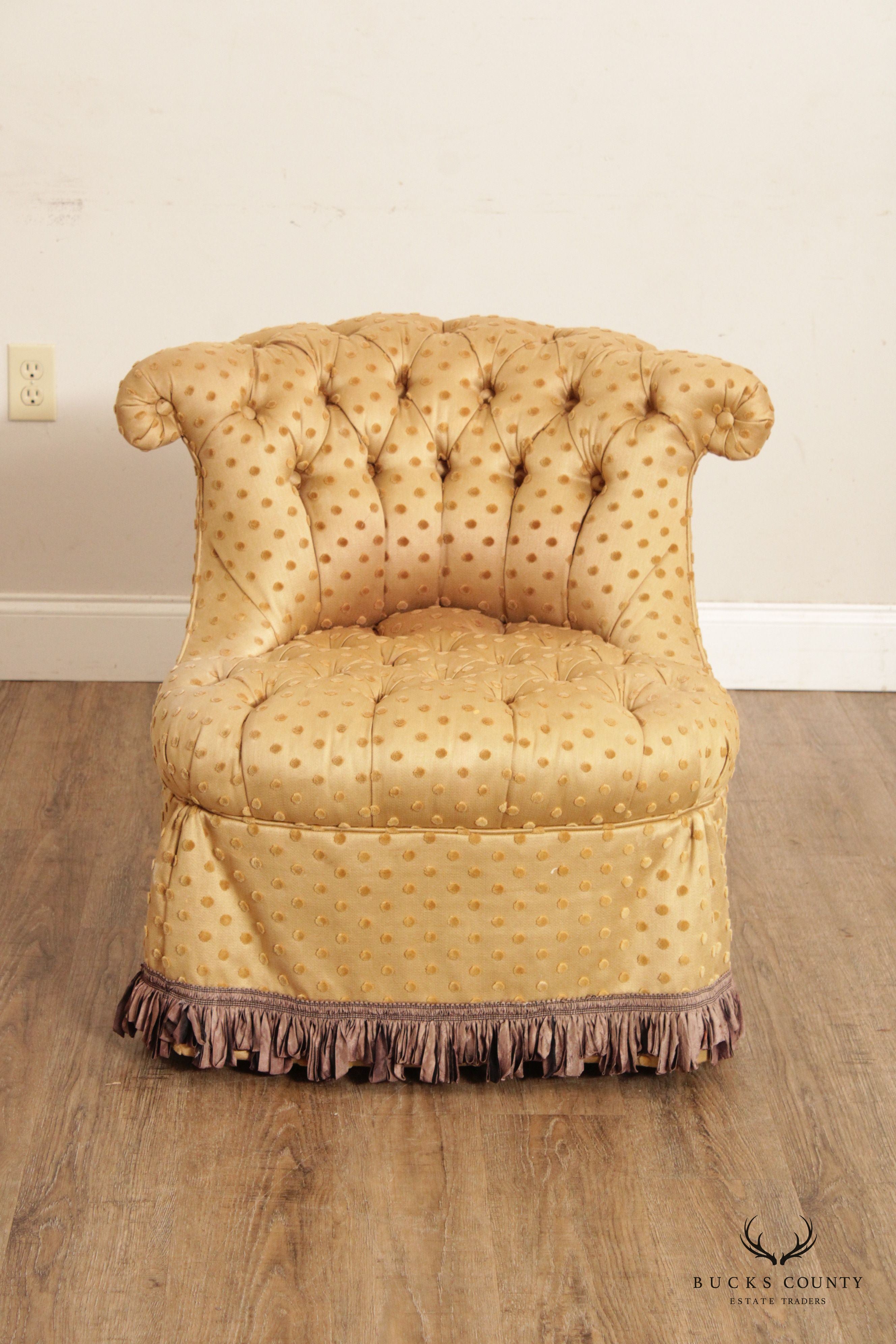 Baker Vintage Custom Tufted Upholstered Boudoir Chair