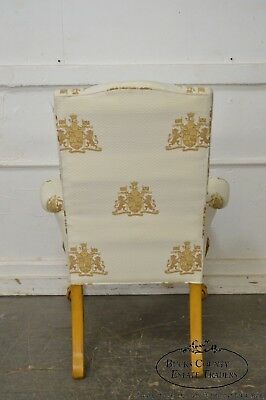 Thomasville Custom Lion Coat of Arms Upholstered Ball & Claw Wing Chair