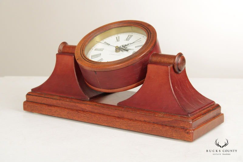 Ethan Allen Traditional Style Leather Wrapped Mantel Clock