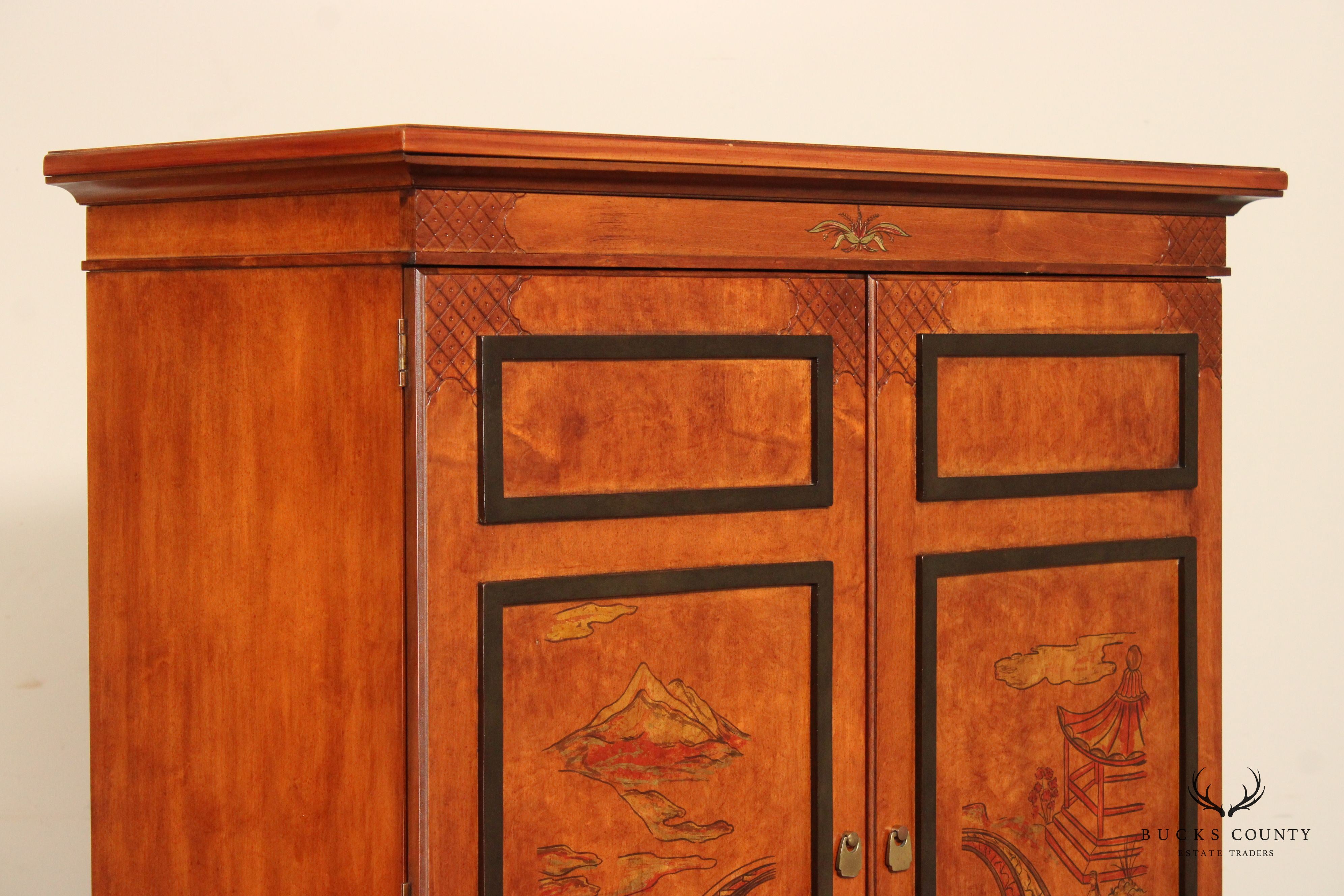 Stanley Furniture Chinoiserie Decorated Burlwood Armoire