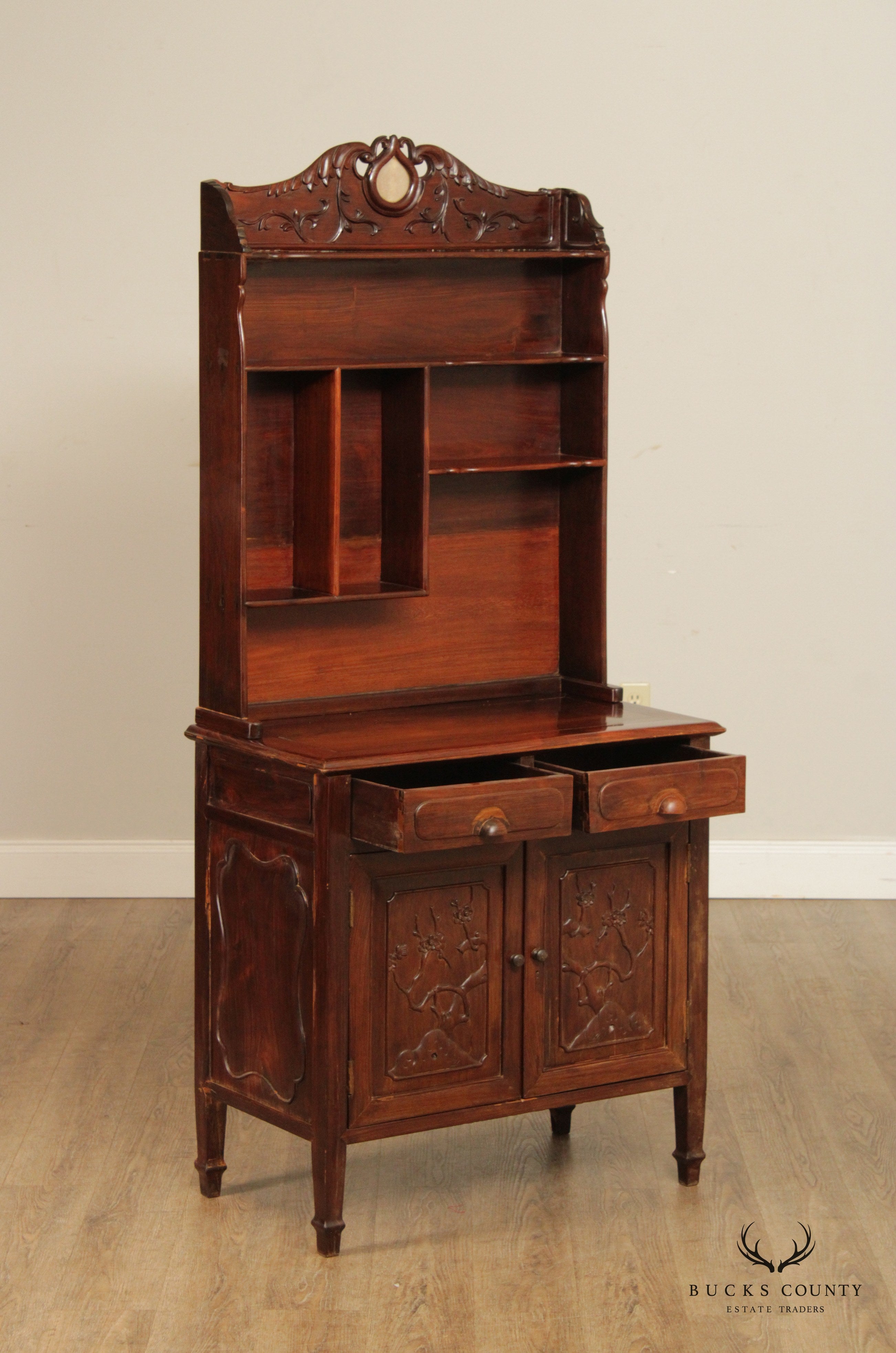 Antique Chinese Hardwood Etagere Cabinet