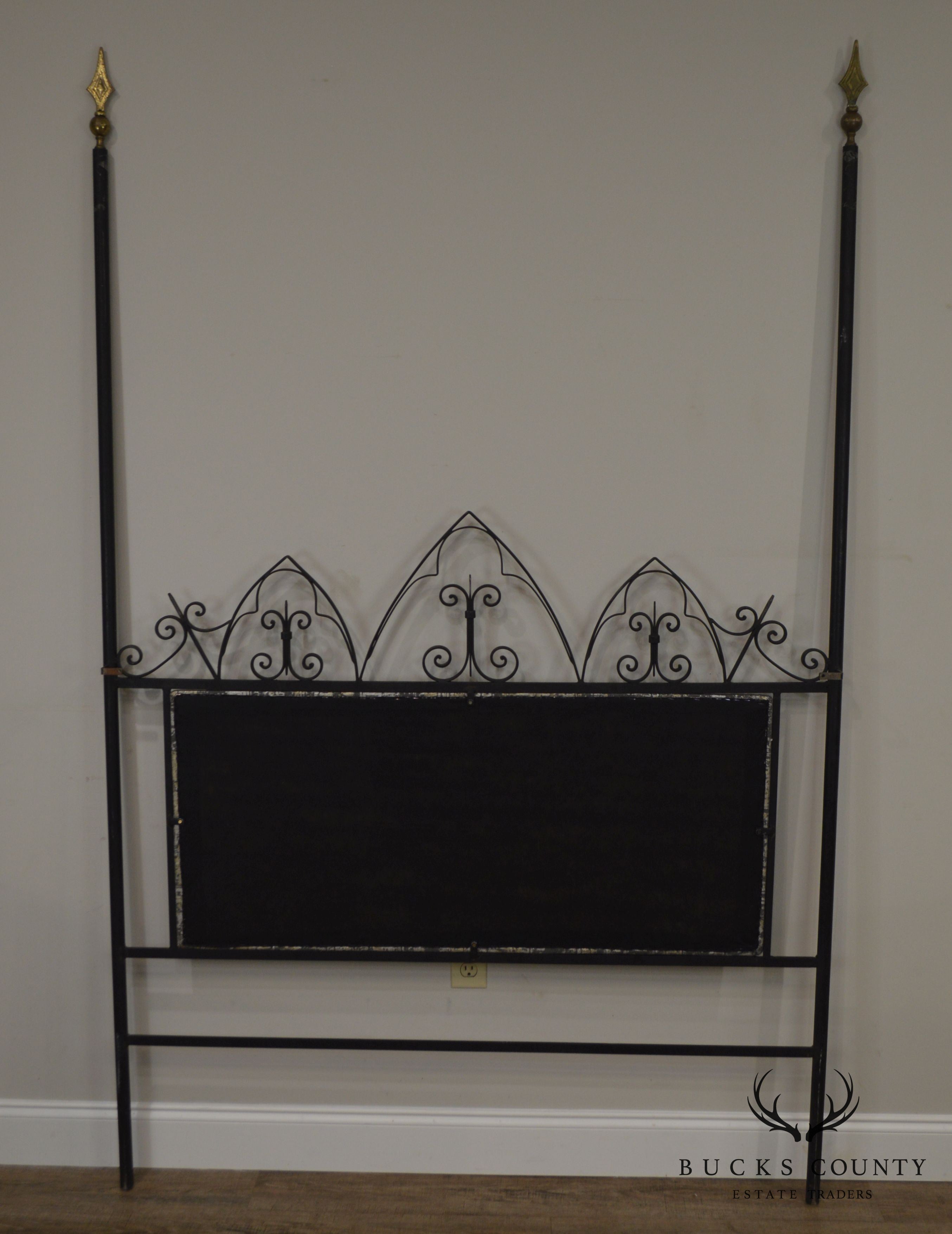 Hollywood Regency Mid Century Iron Full Size Poster Headboard