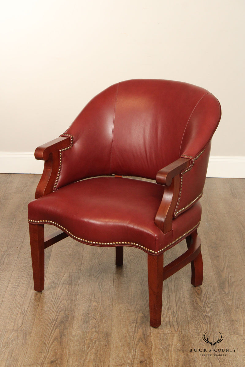 English Traditional Style Pair of Leather Club Chairs