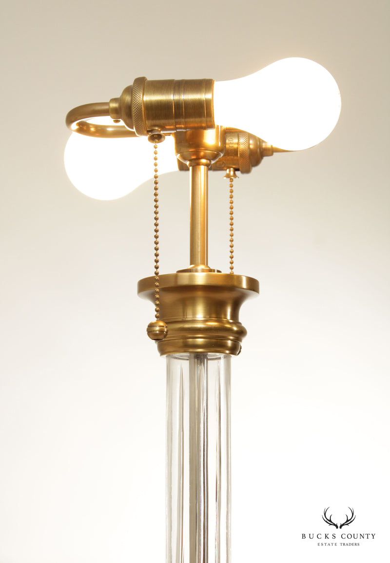 Glass and Brass Column Table Lamp