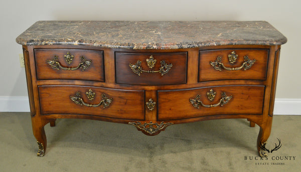 Henredon French Louis XV Style Large Marble Top Commode Chest