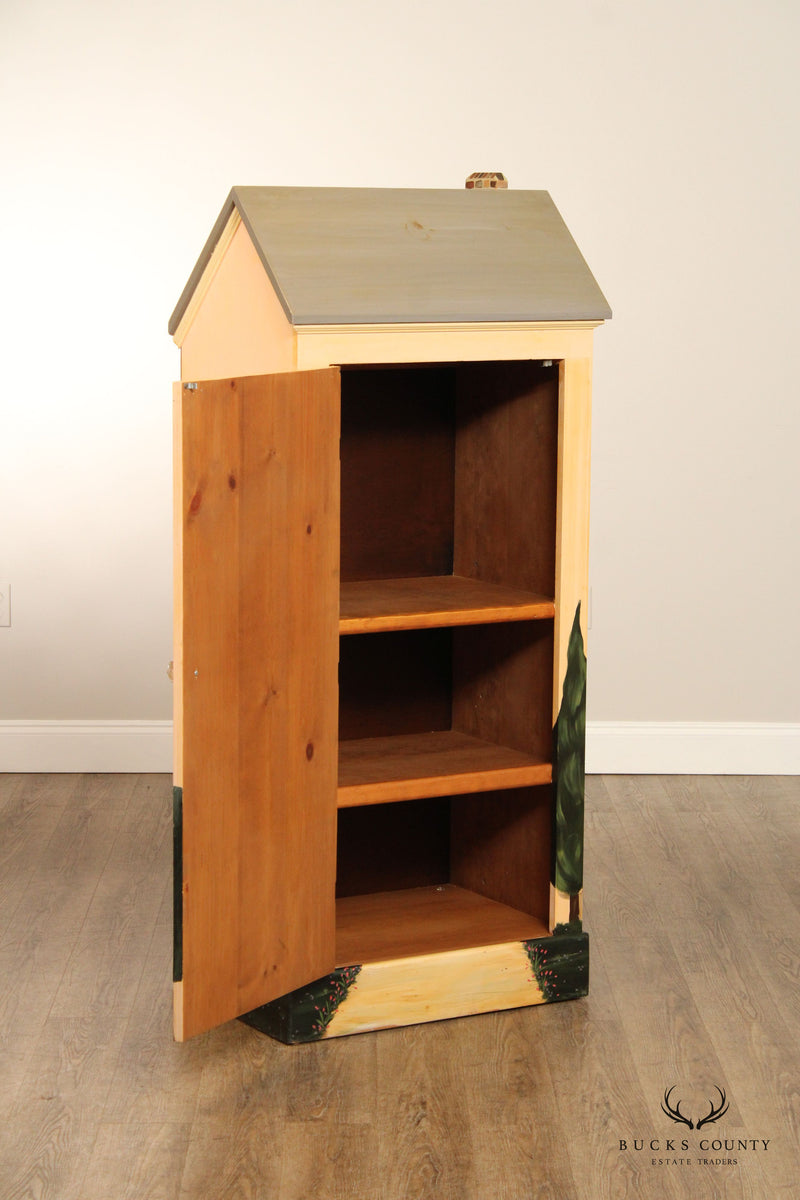 Hand Painted House Storage Cabinet or Bookcase
