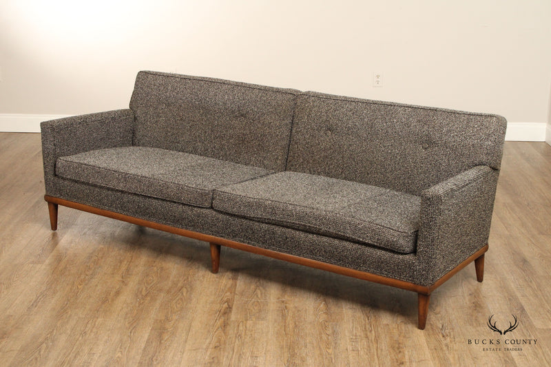 Vintage Mid Century Modern Lawson Style Sofa On Walnut Base