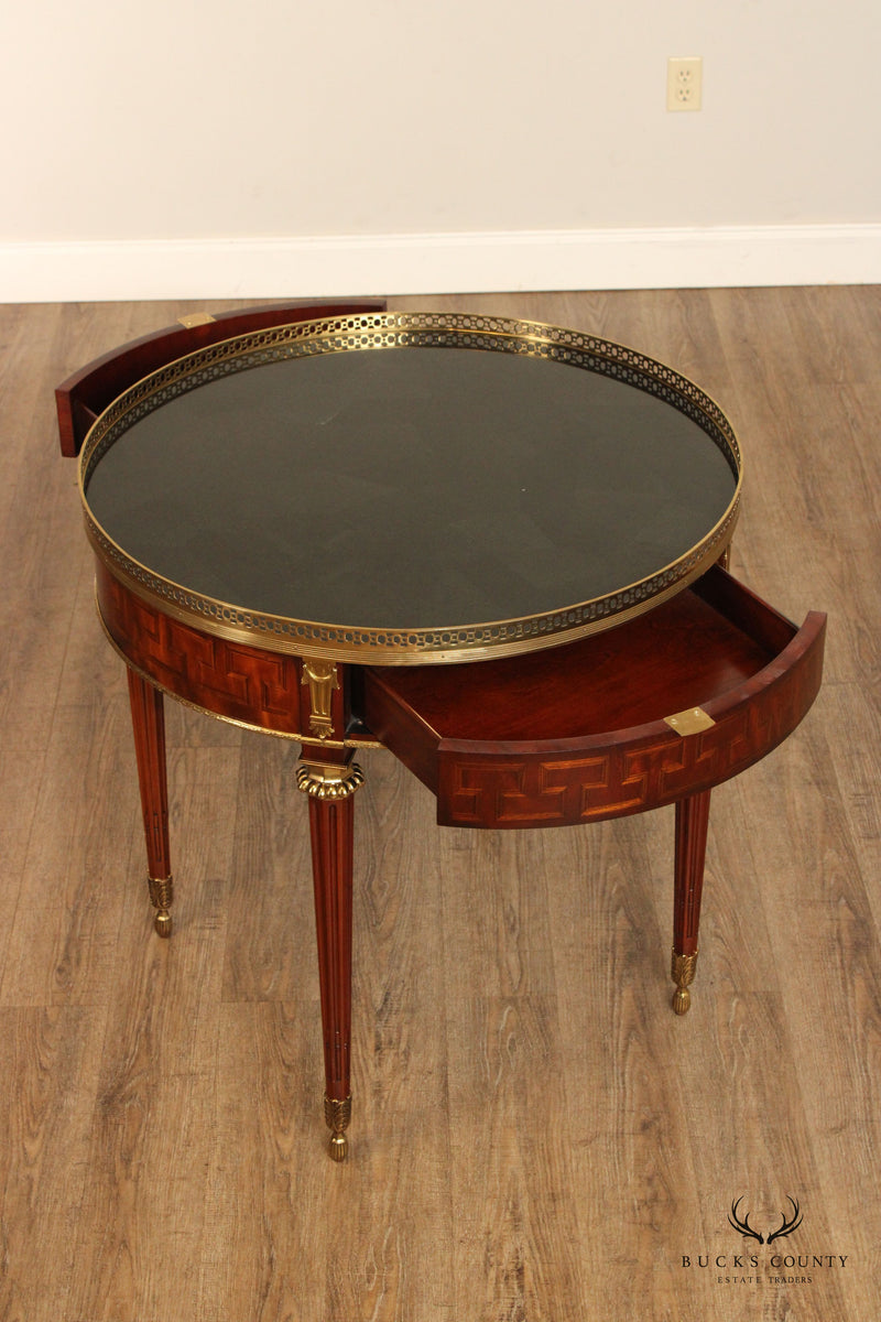 Maitland Smith English Regency Style Round Marble Top Mahogany Side Table