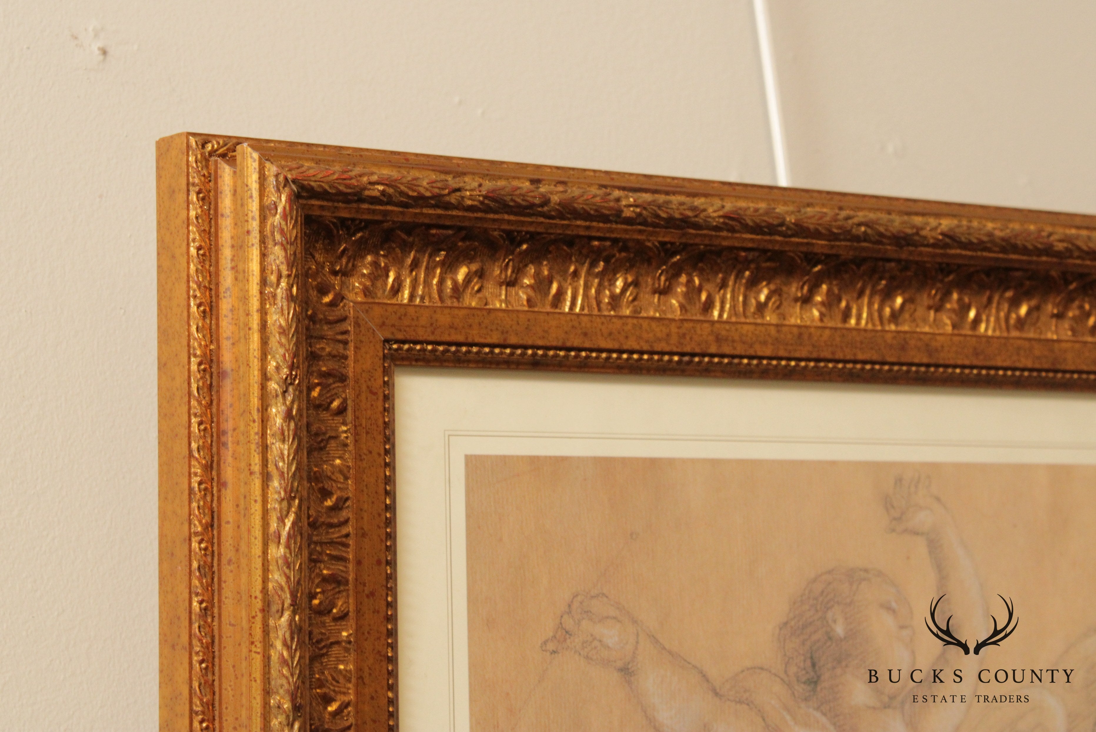 Gilt Frame Fine Art Print of Floating Cherubs