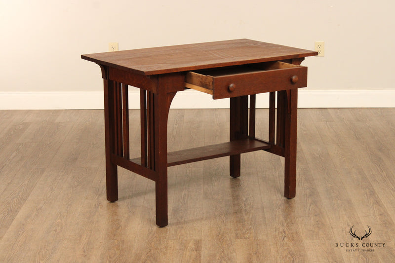 Arts and Crafts Oak Antique Library Table or Writing Desk