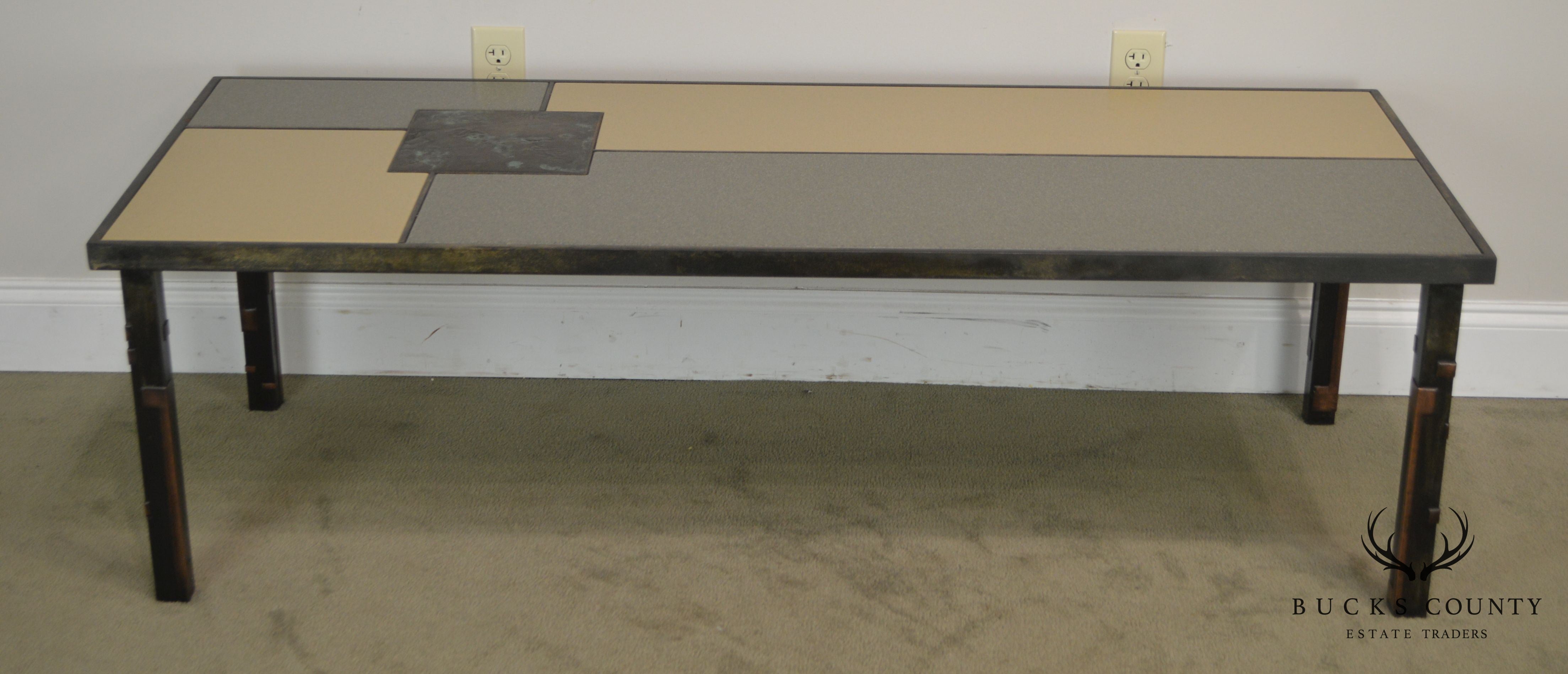 Raymond Mathis Tutto Metal Design Studio Crafted Iron & Stone Tile Top ...