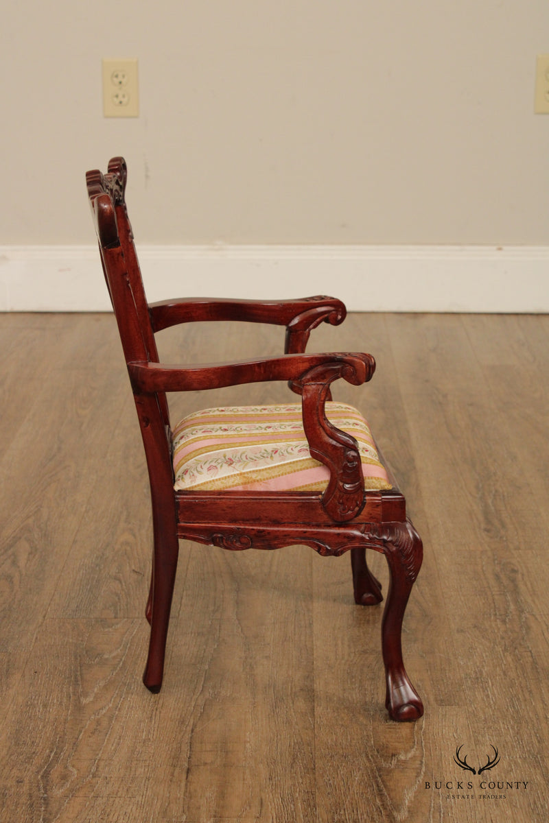 Chippendale Style Mahogany Carved Children's Or Doll  Side Chair
