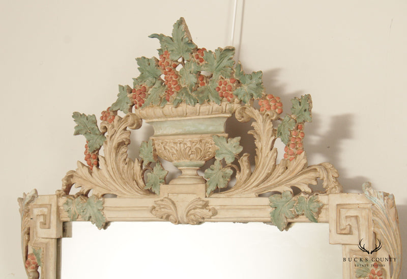 Antique Italian Florentine Style Carved Polychrome Mirror