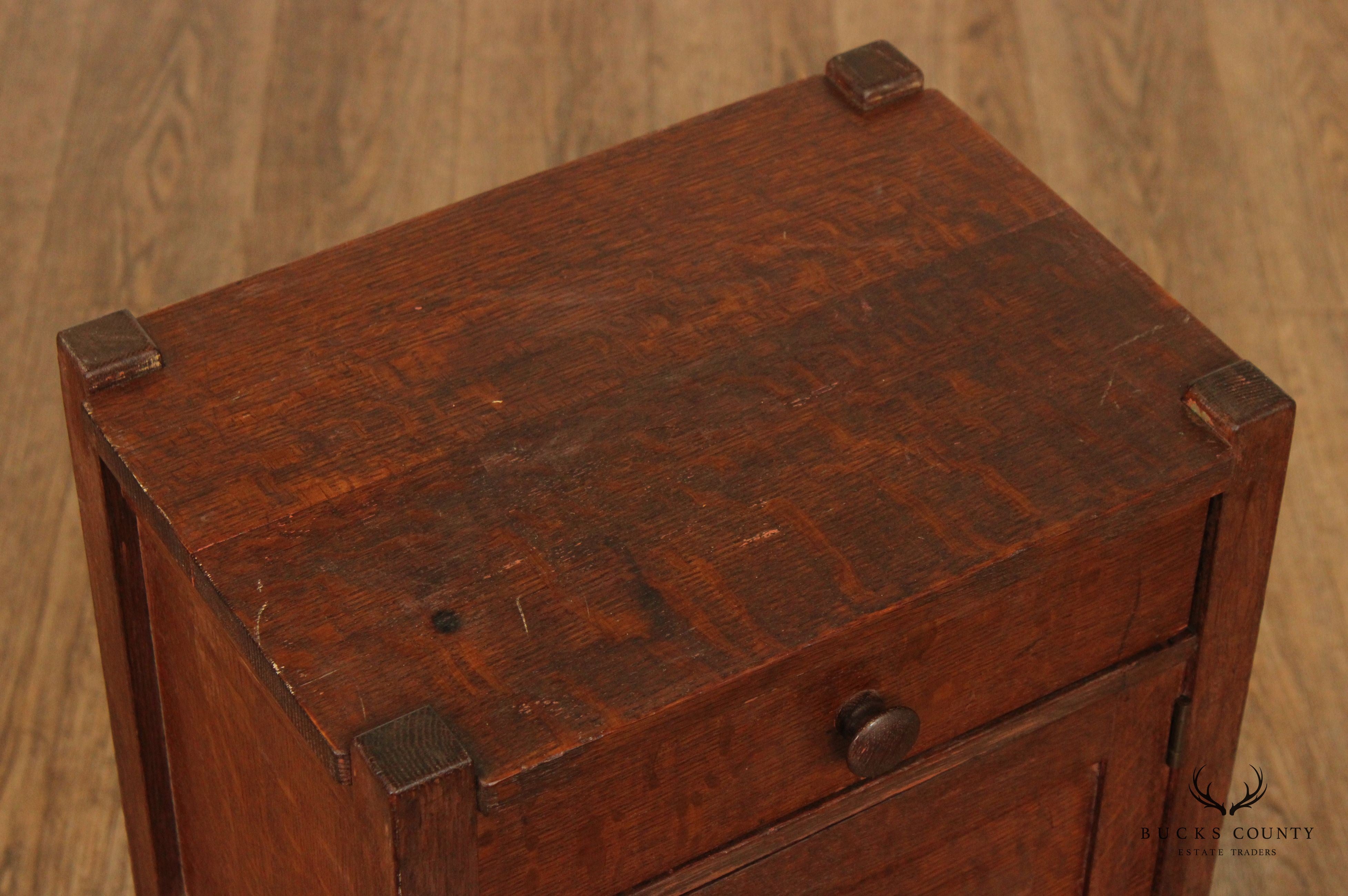 Antique Mission Oak Humidor Smoking Cabinet