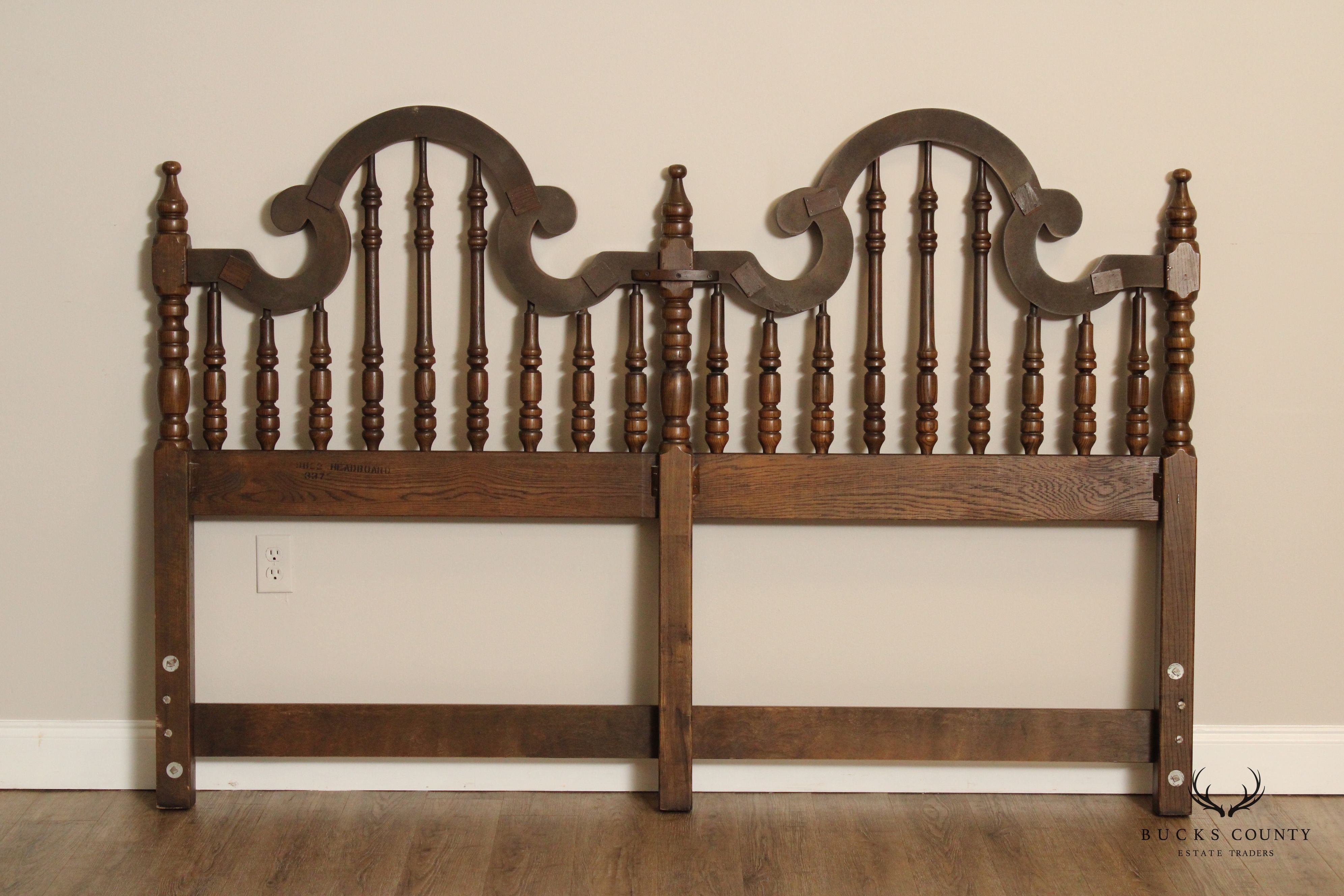 Spanish Revival Style Vintage Oak King Headboard