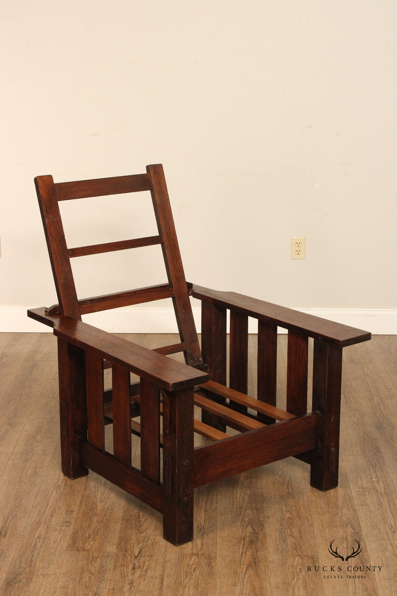 Antique Mission Oak and Leather Reclining Morris Chair