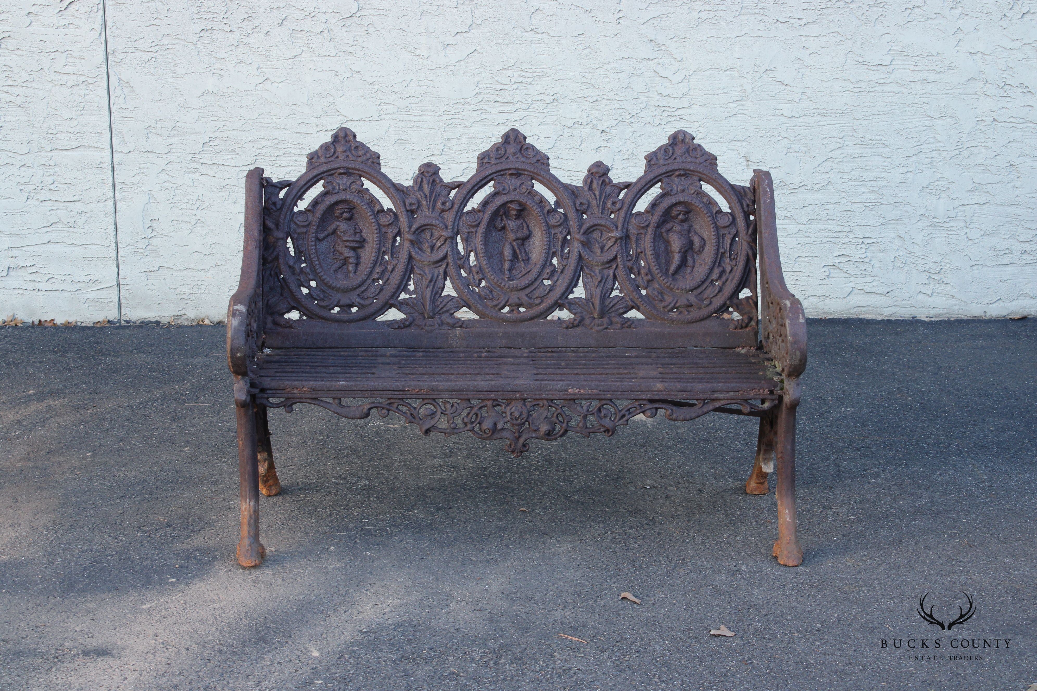 Victorian Style Cast Iron Outdoor Seasons Garden Bench