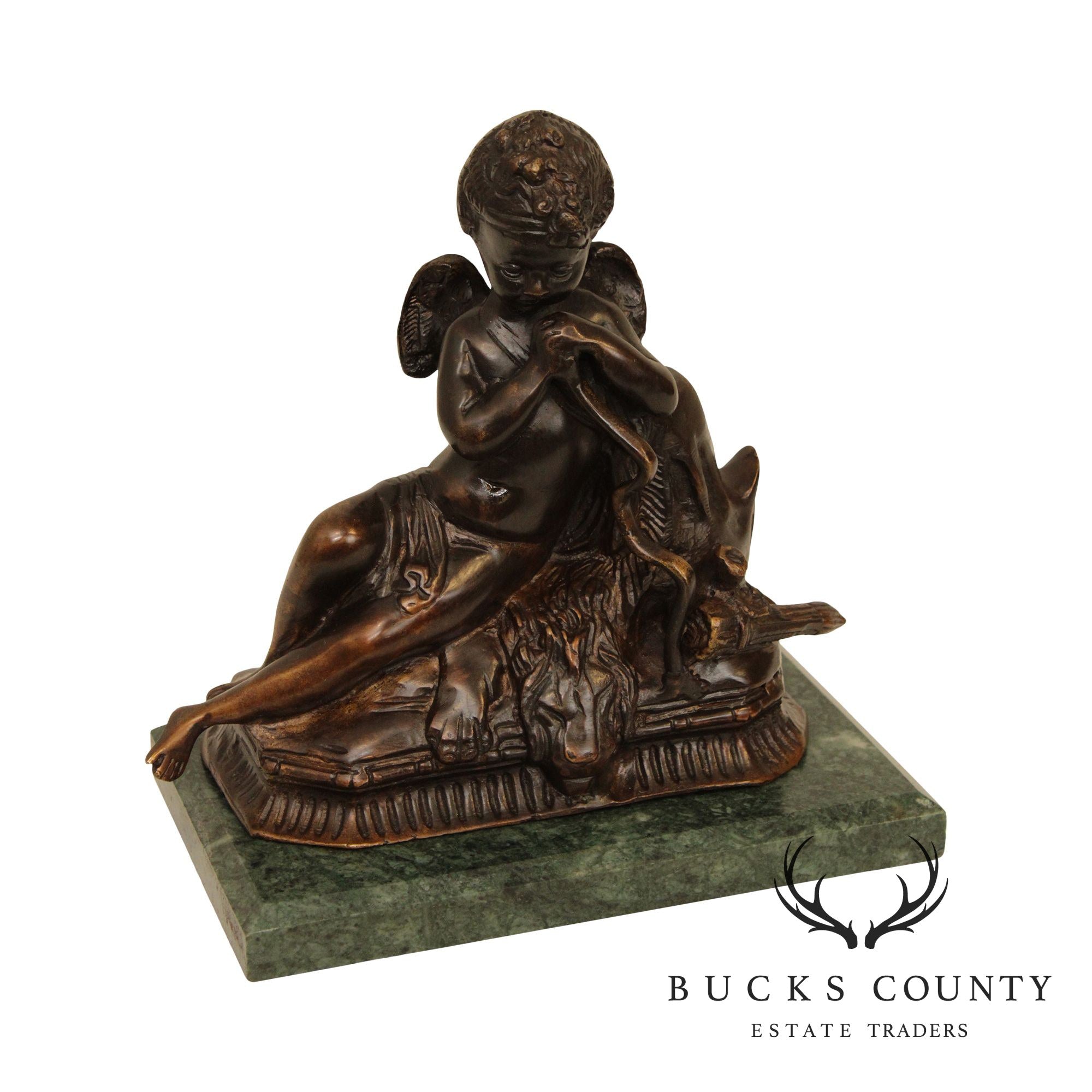 Small Bronze Renaissance Style Statue, Marble Base