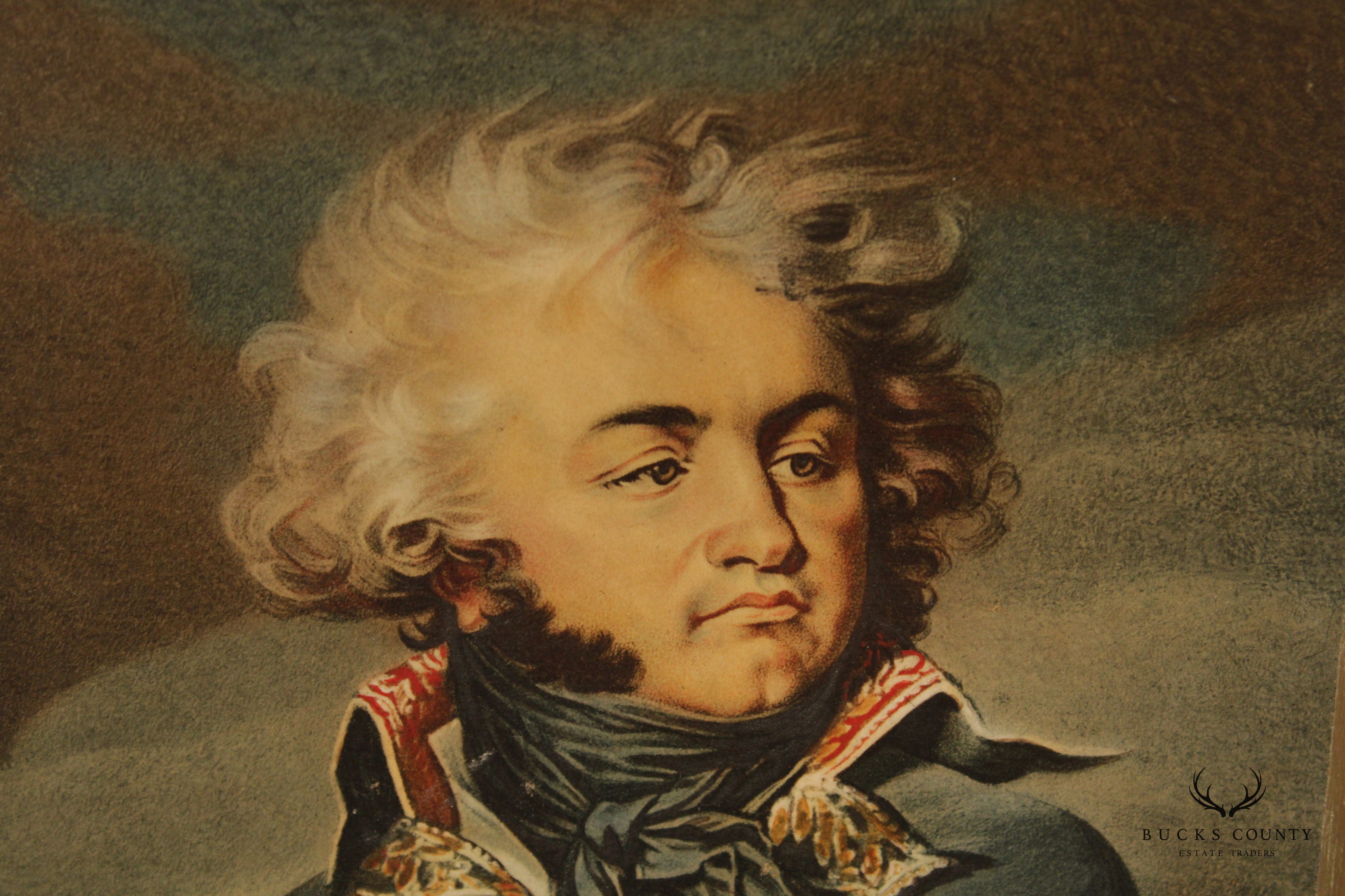 Vintage French General Jean Baptiste Kleber Portrait Print, After Jean-Urbain Guérin