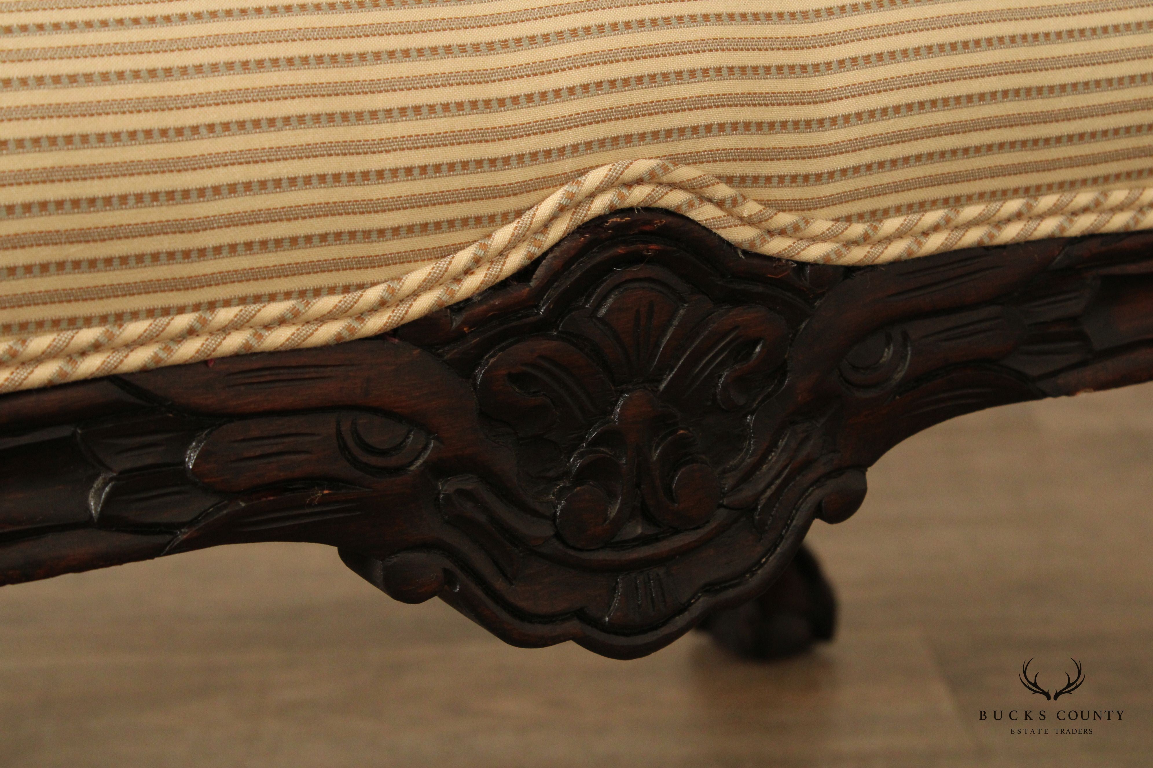 Sherrill Georgian Style Carved Claw Foot Ottoman