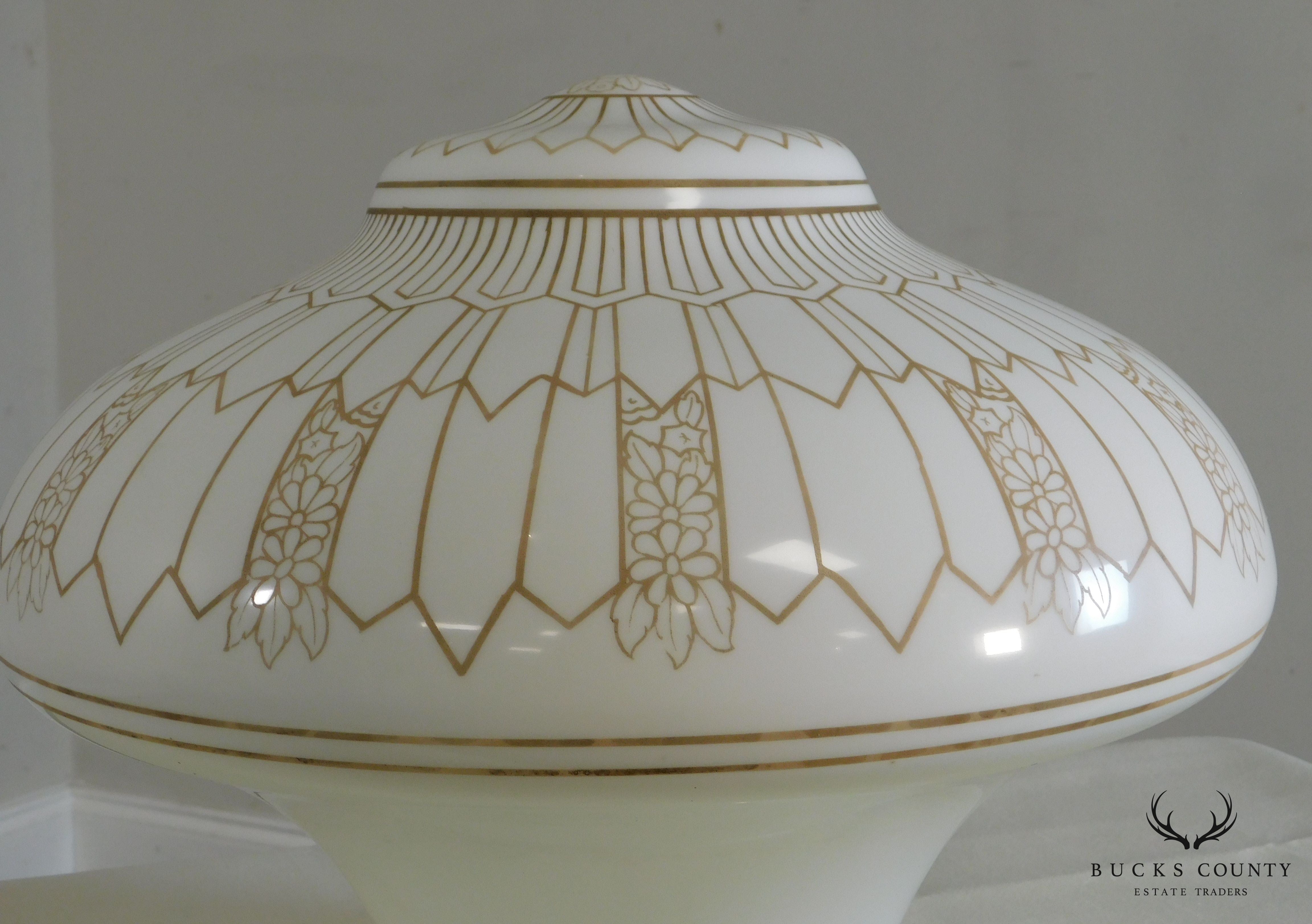 1930 Art Deco Vintage White Glass Globe For Ceiling Light Fixture