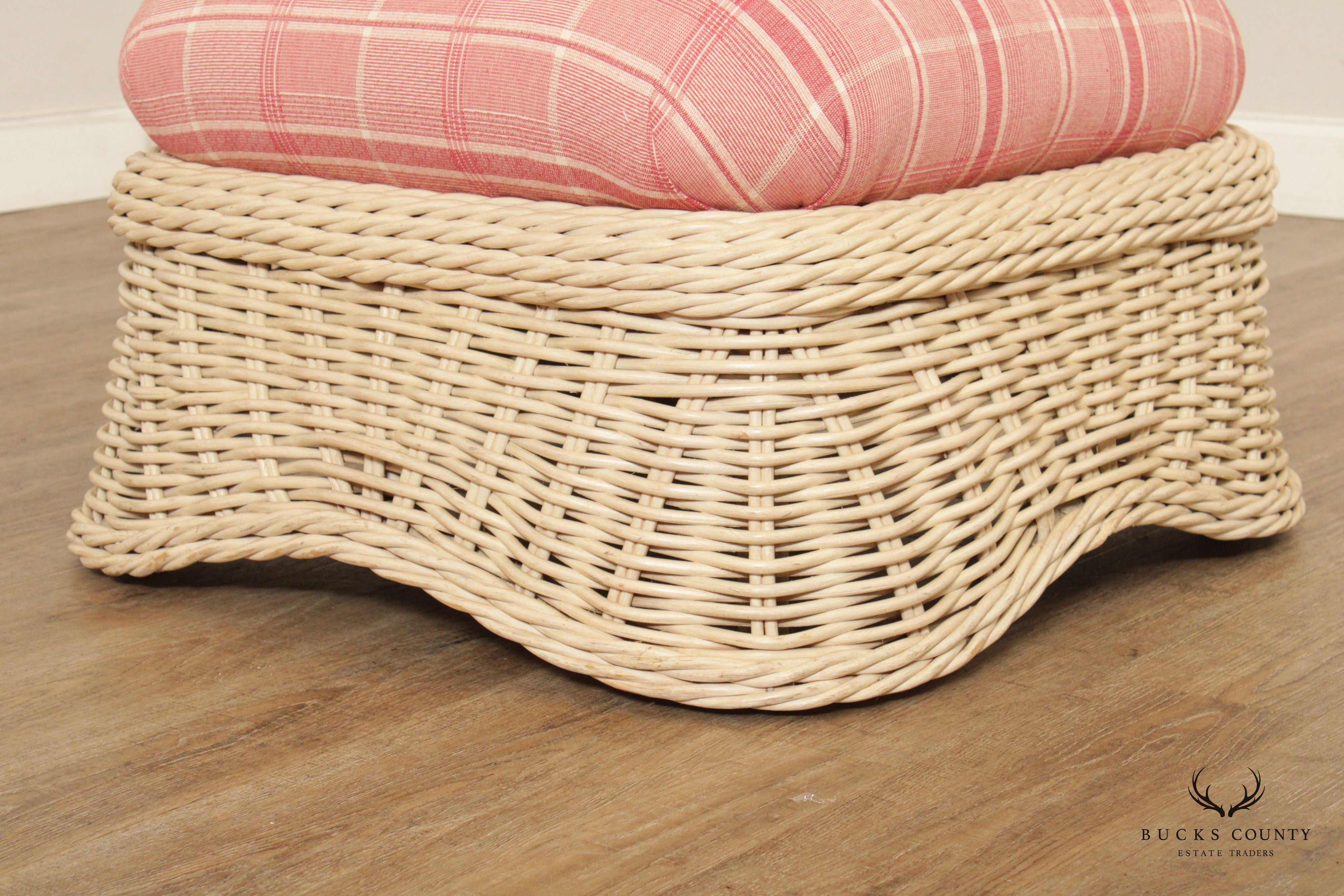 Vintage Quality Woven Wicker Ottoman Footstool