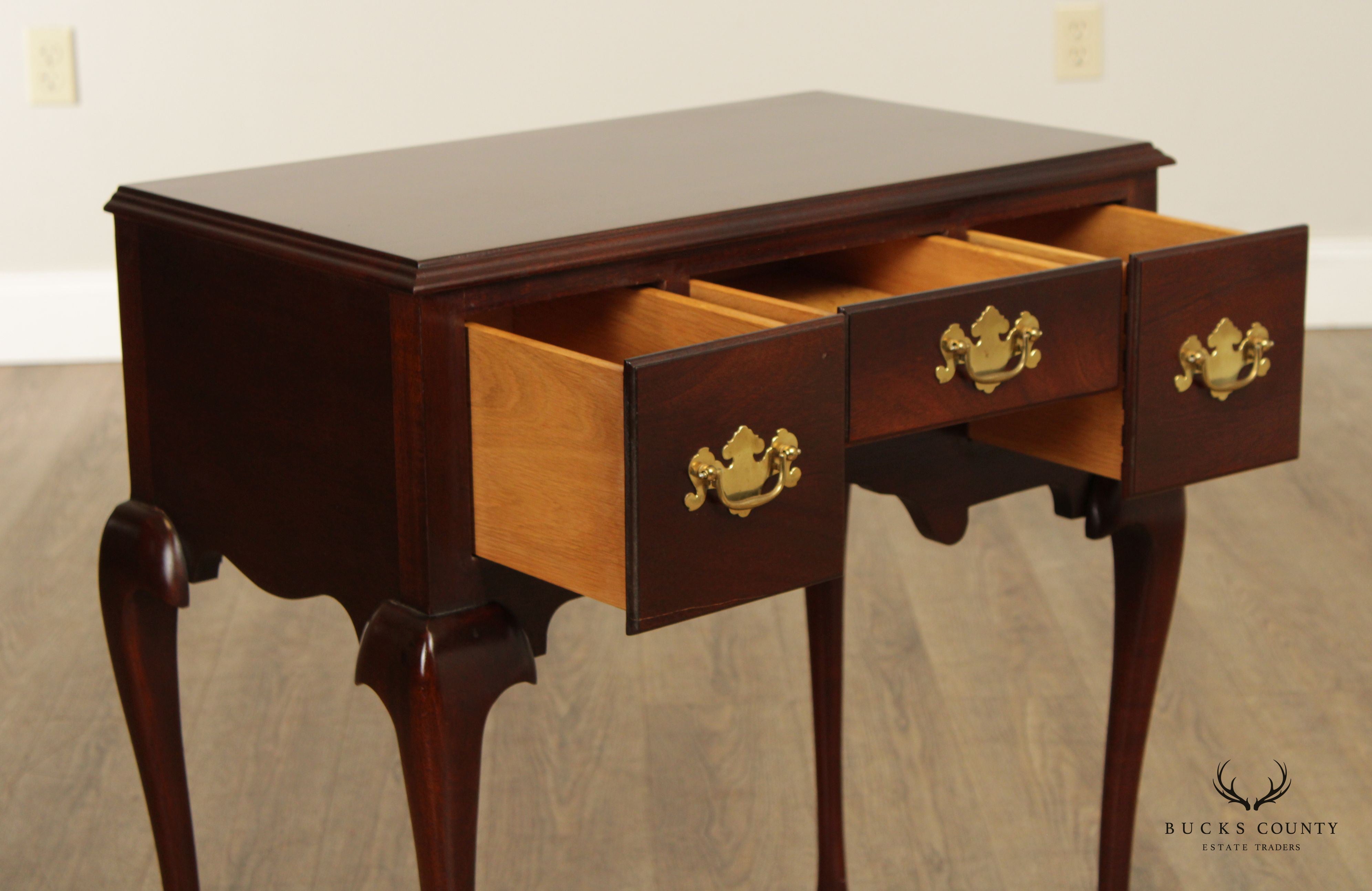 Queen Anne Style Mahogany Three-Drawer Lowboy