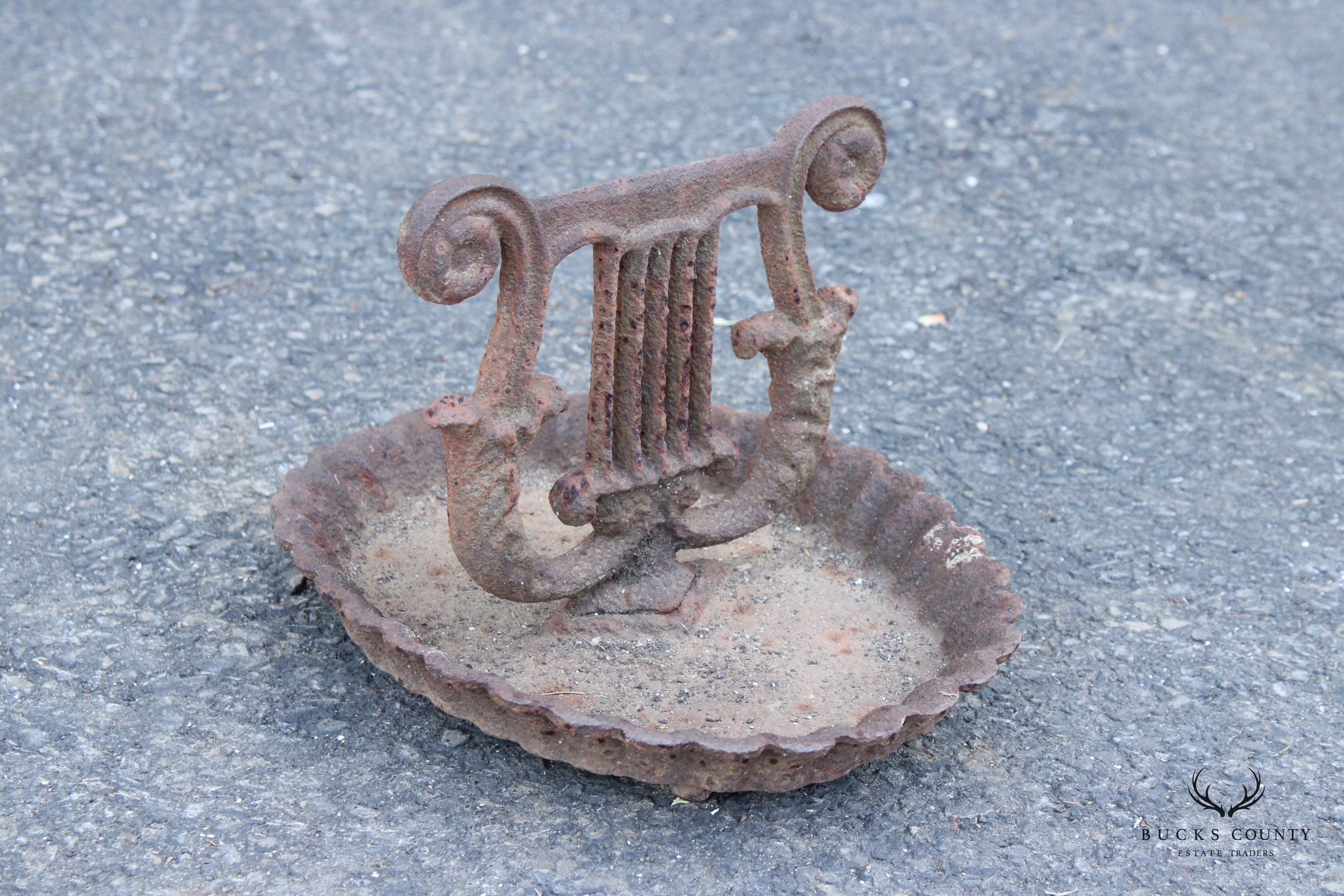 Antique Victorian Cast Iron Lyre Form Boot Scraper