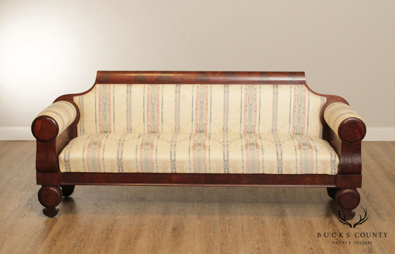 Antique Classical 19th Century Mahogany Baltimore Sofa John Needles