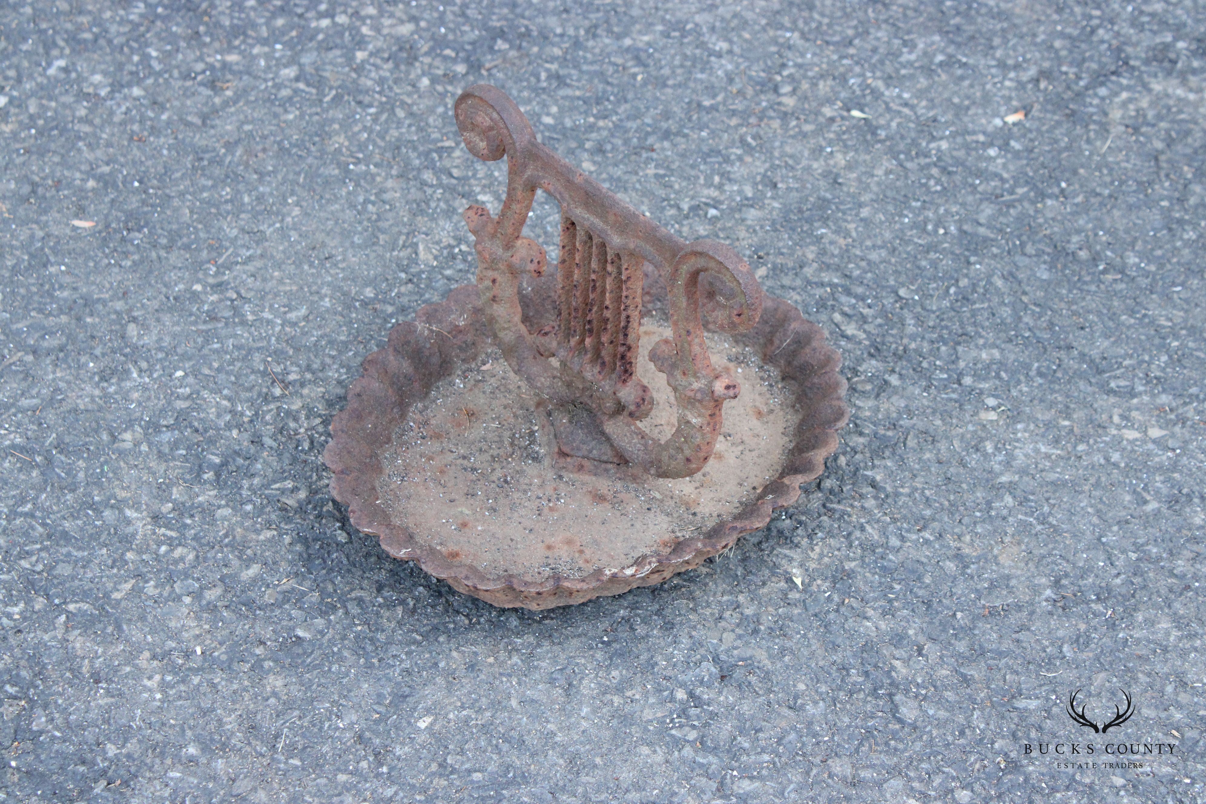 Antique Victorian Cast Iron Lyre Form Boot Scraper