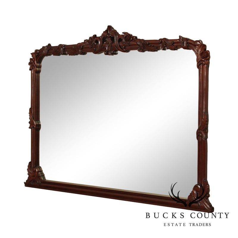 Solid Mahogany Carved Rose, Vine Carved Large Wall Mirror – Bucks