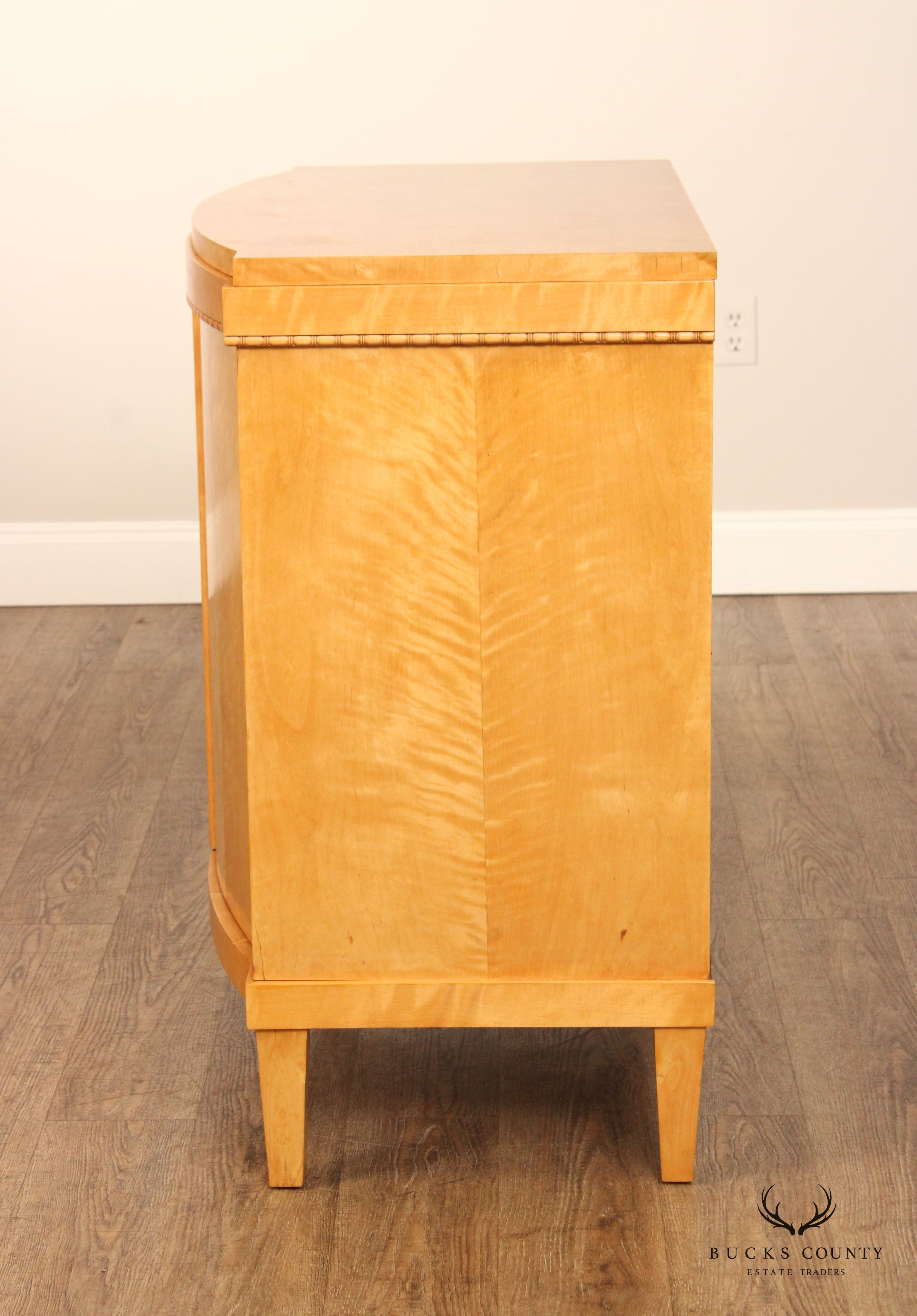 Art Deco Two Door Tiger Maple Console Cabinet