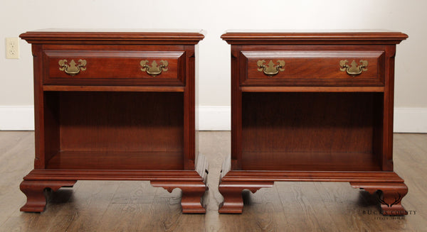 Pennsylvania House Chippendale Style Pair of Cherry Nightstands
