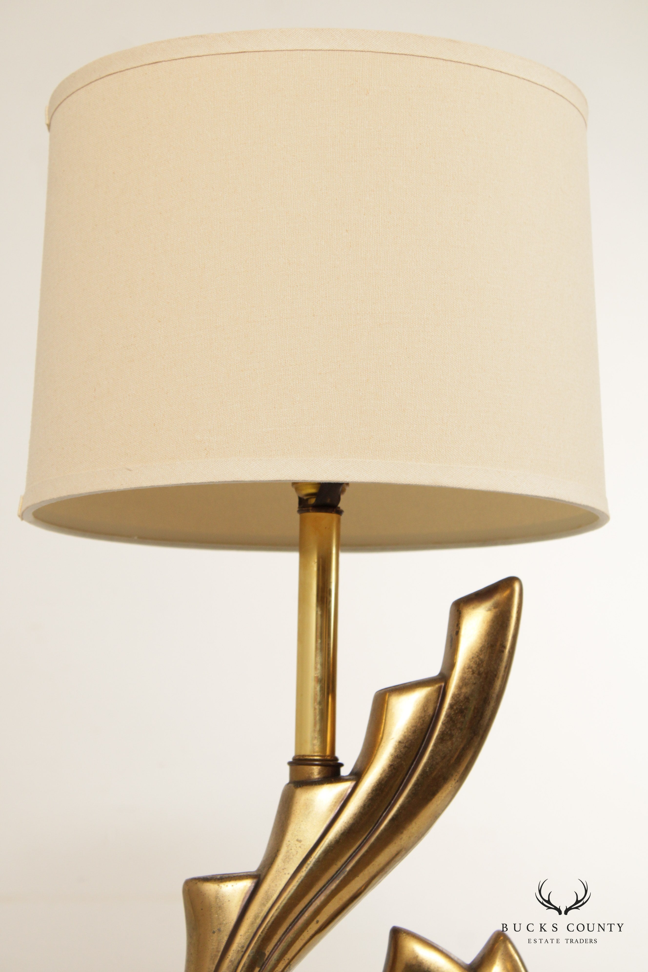 Pierre Cardin Style Pair Modernist Brass Table Lamps