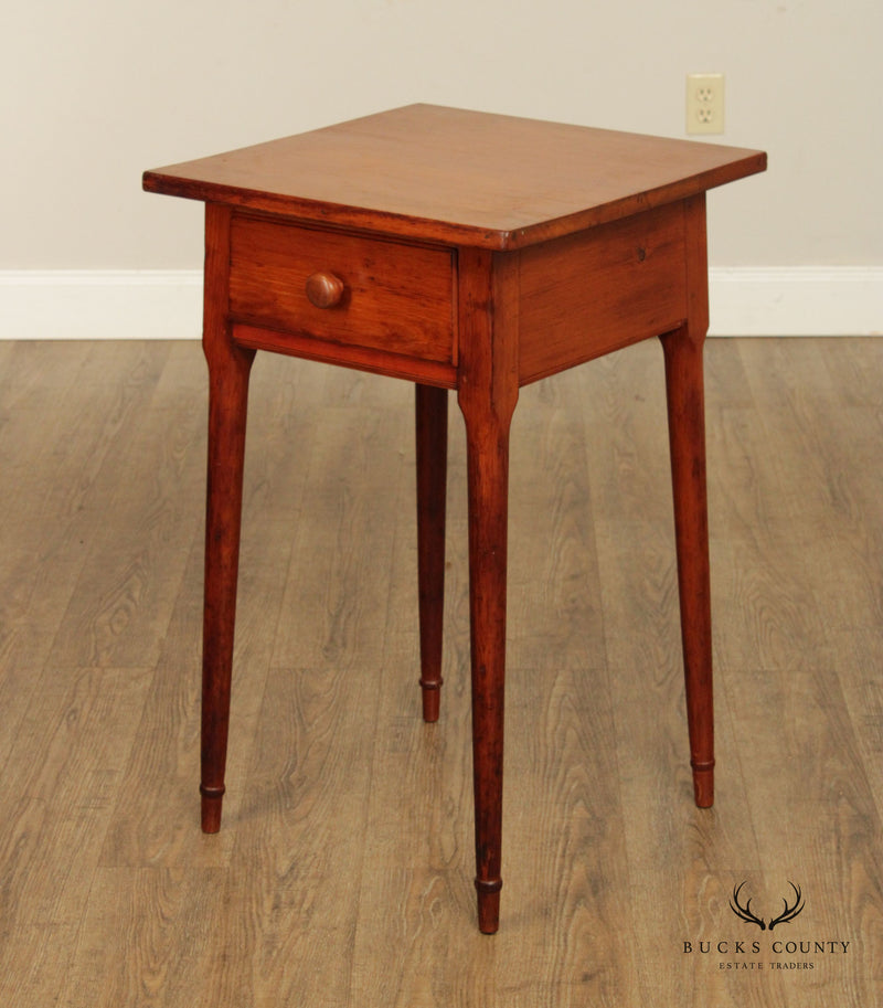Antique Sheraton Style Pine One Drawer Side Table