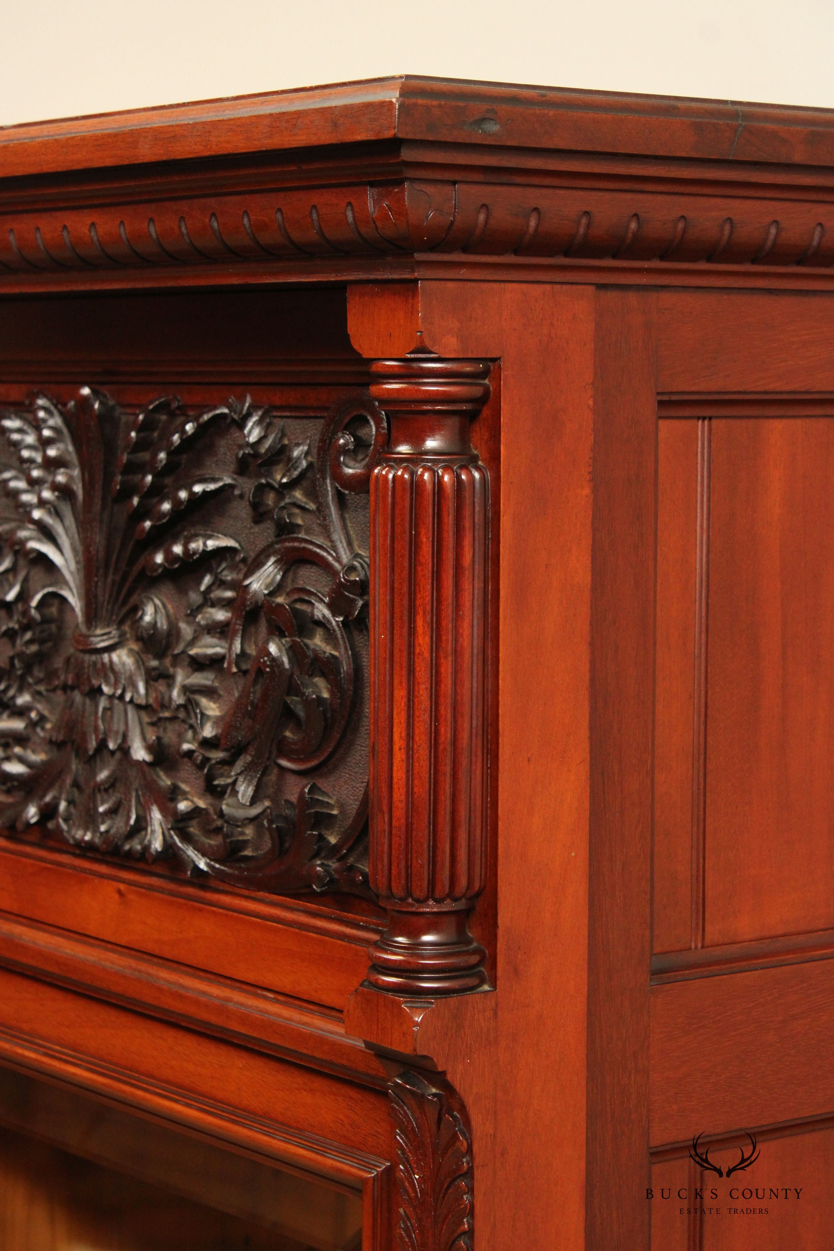 Antique Renaissance Revival Carved Mahogany Bookcase