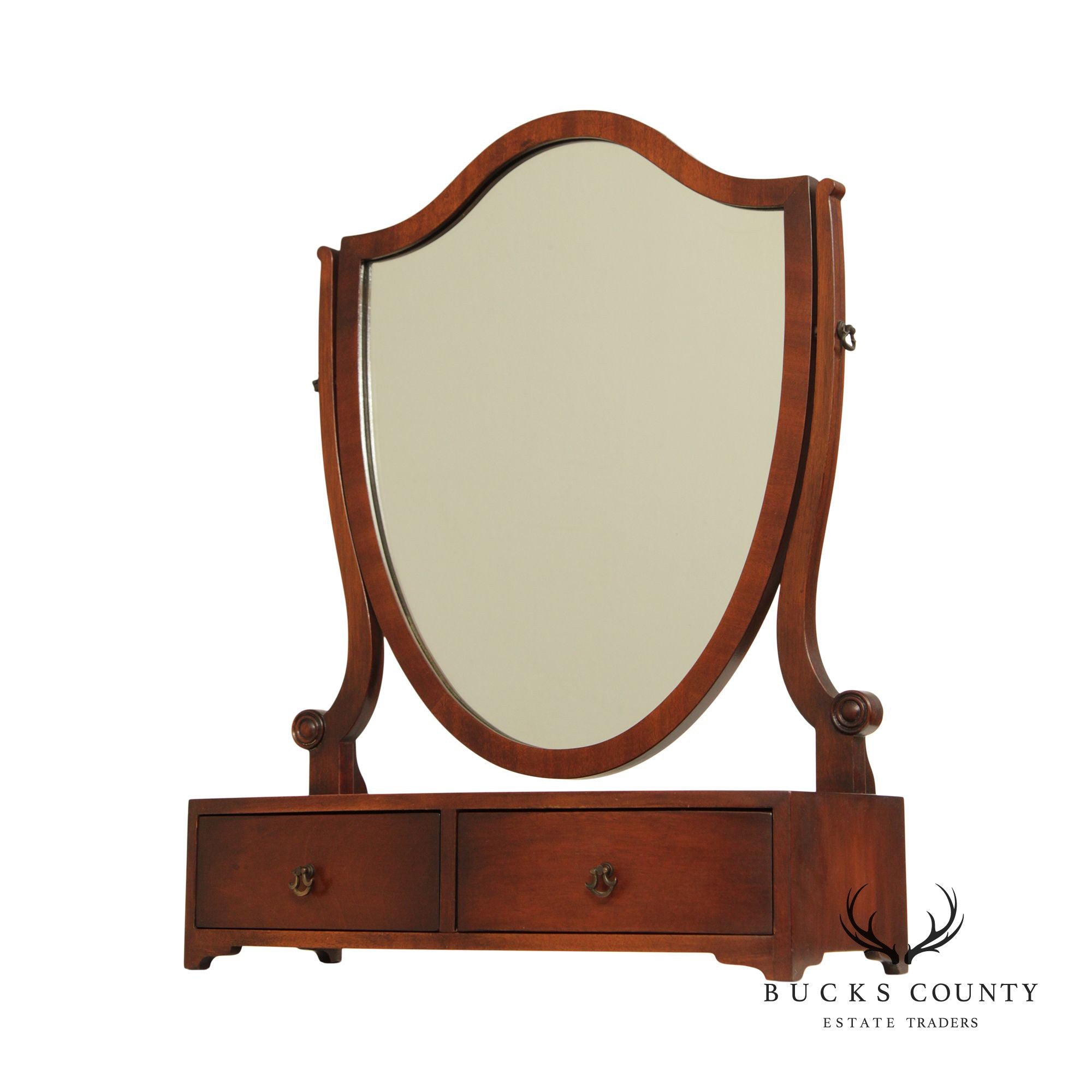 Kindel 1940's Vintage Mahogany Shield Dressing Mirror