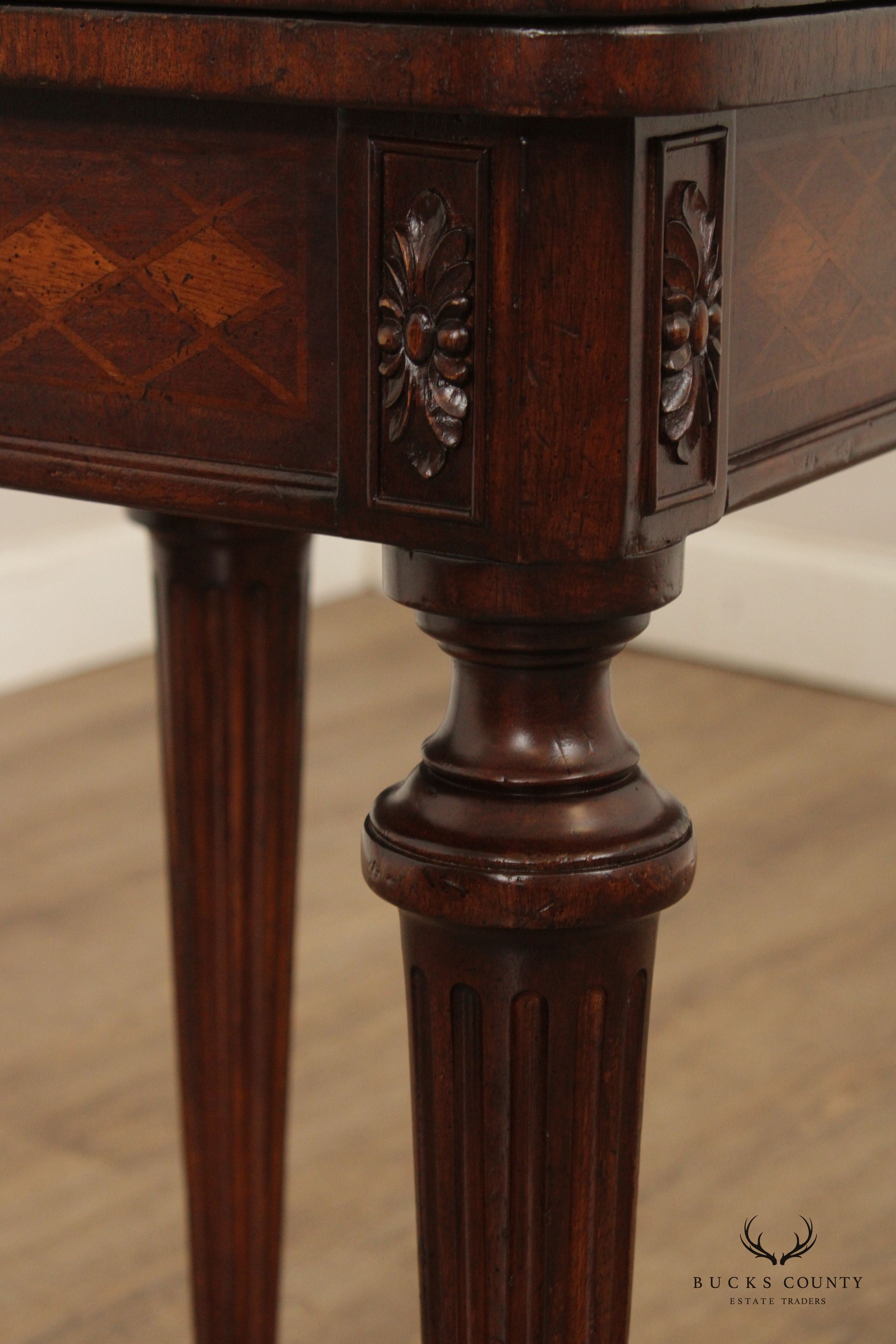 Federal Style Gate Leg Leather Top Mahogany Corner Card Table