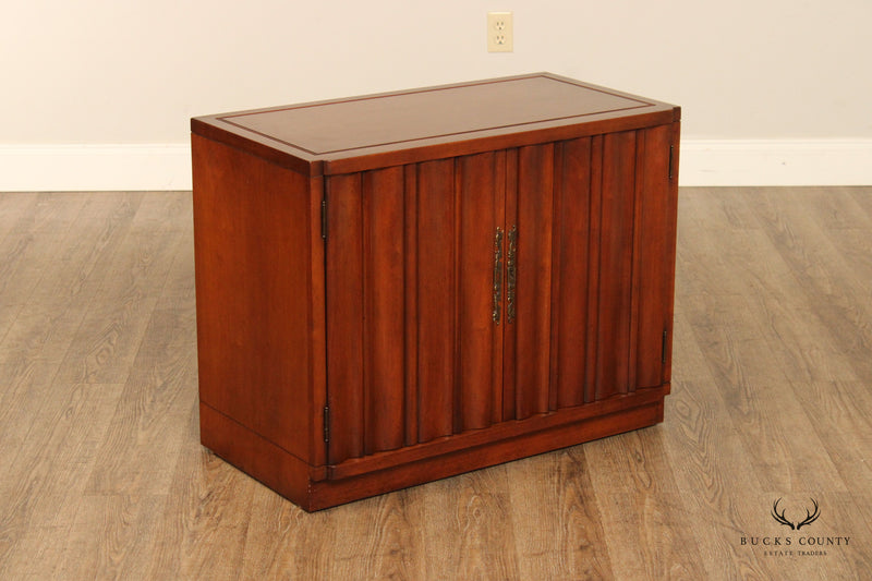 Heritage Mid Century Modern Pair Fruitwood Cabinets