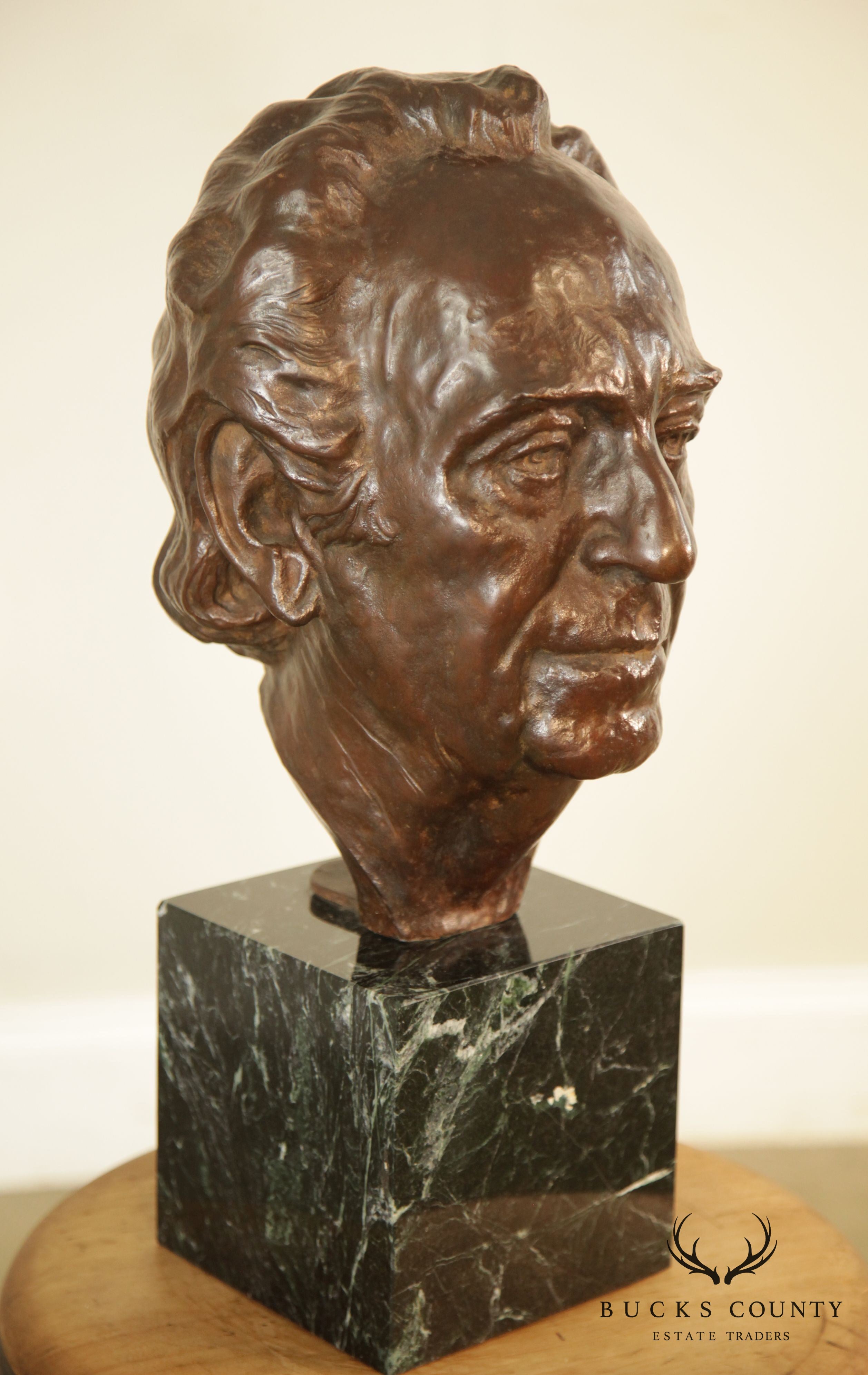 Lawrence Ludtke 1980s Bronze Bust Portrait