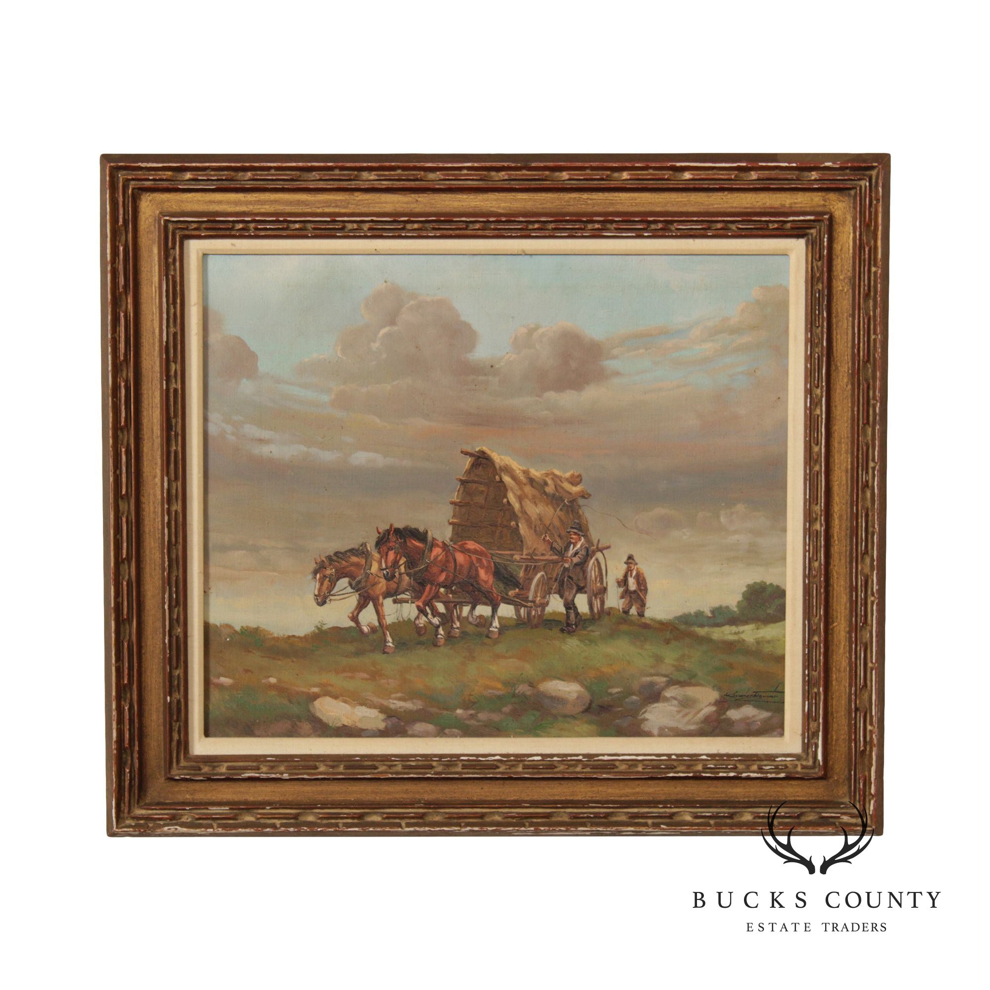 Elemer Kovacs Framed Covered Wagon Painting