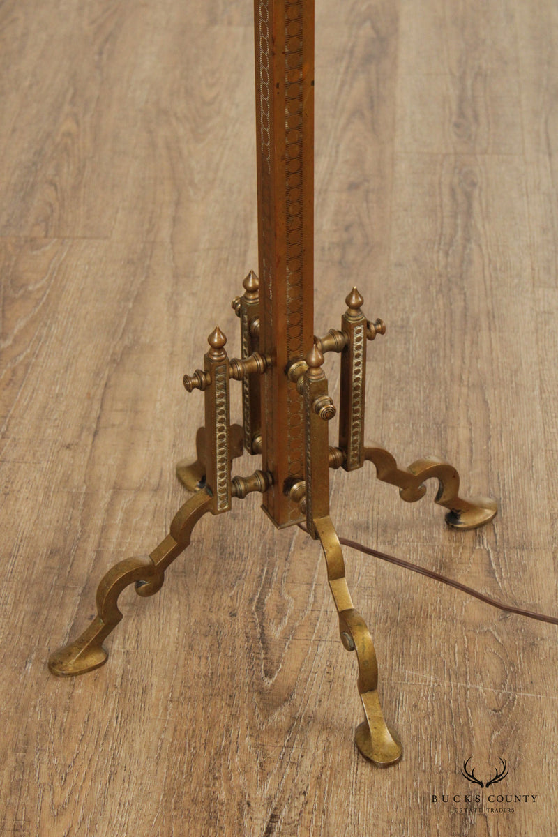 Aesthetic Movement Antique Brass Adjustable Height Floor Lamp