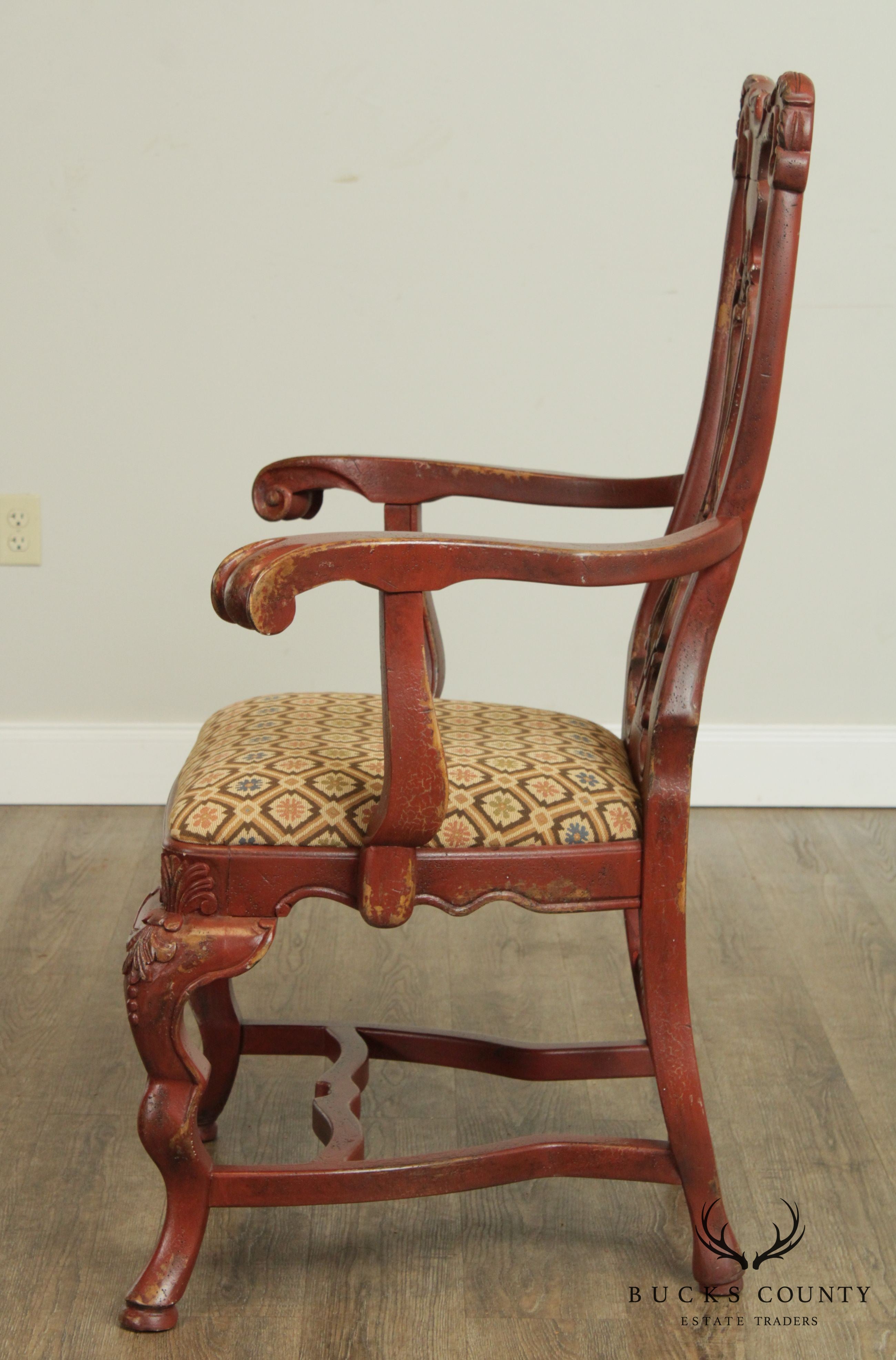 Habersham Red Painted Georgian Style Armchair